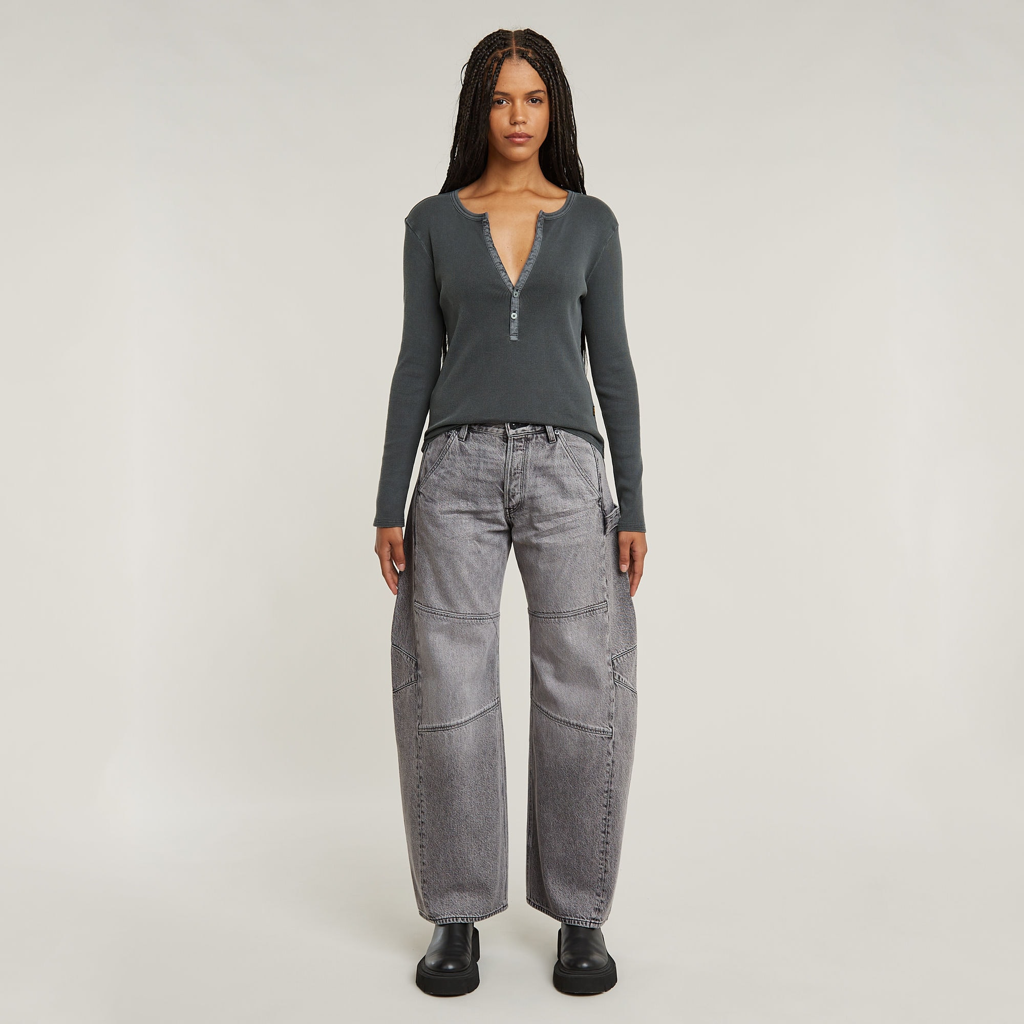 G-STAR Langarmshirt »Deep v slim«, mit Knopfverschluss
