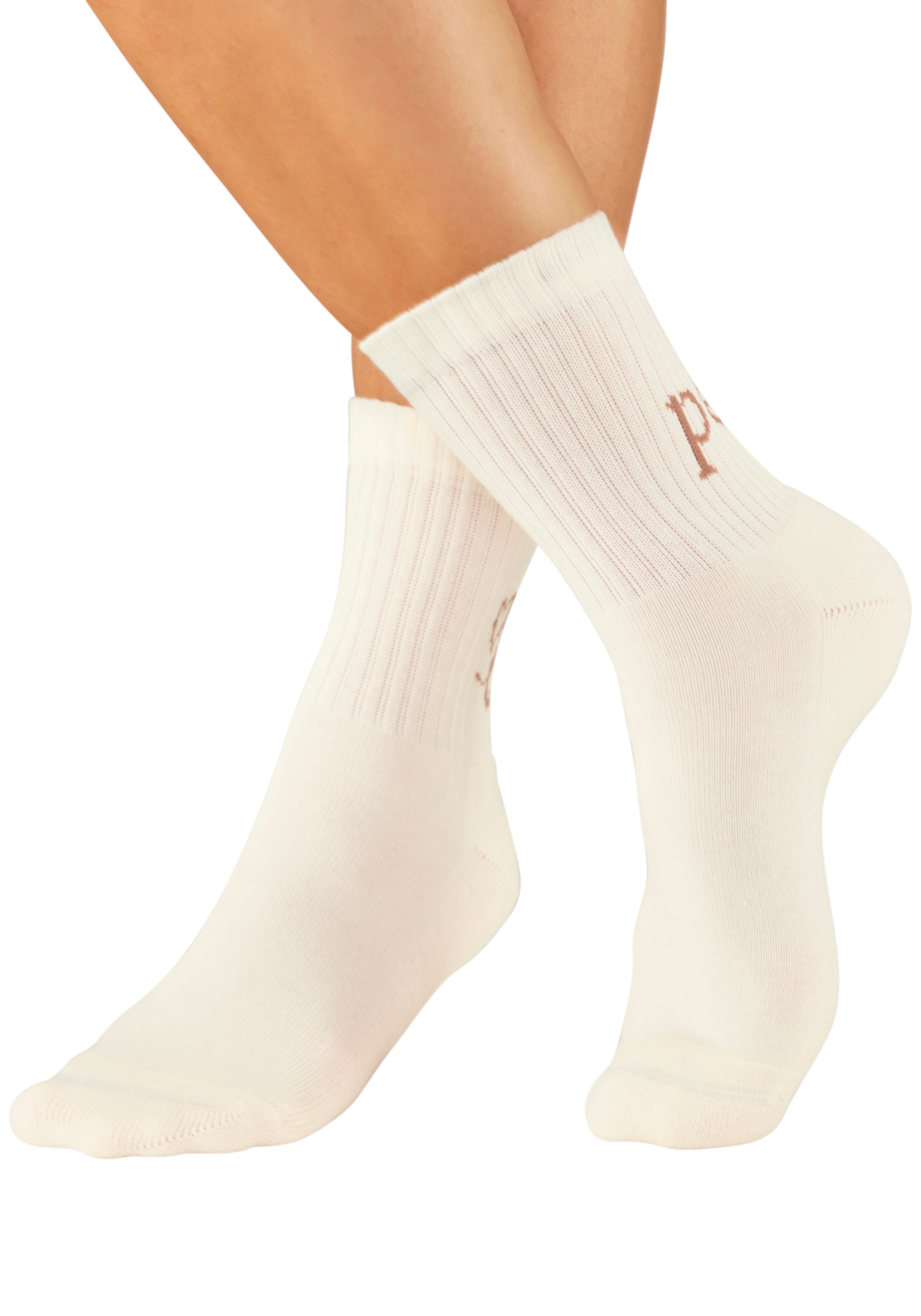 H.I.S Tennissocken »Damen Sportsocken daily socks« Packung, 7 Paar tlg. mit Fußfrottee und ansprechenden Schriftzügen