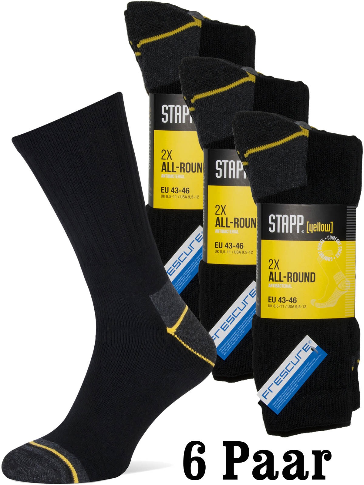 STAPP Arbeitssocken "Bekleidung 4410 Stapp Yellow Allround", 43, schwarz, Socken