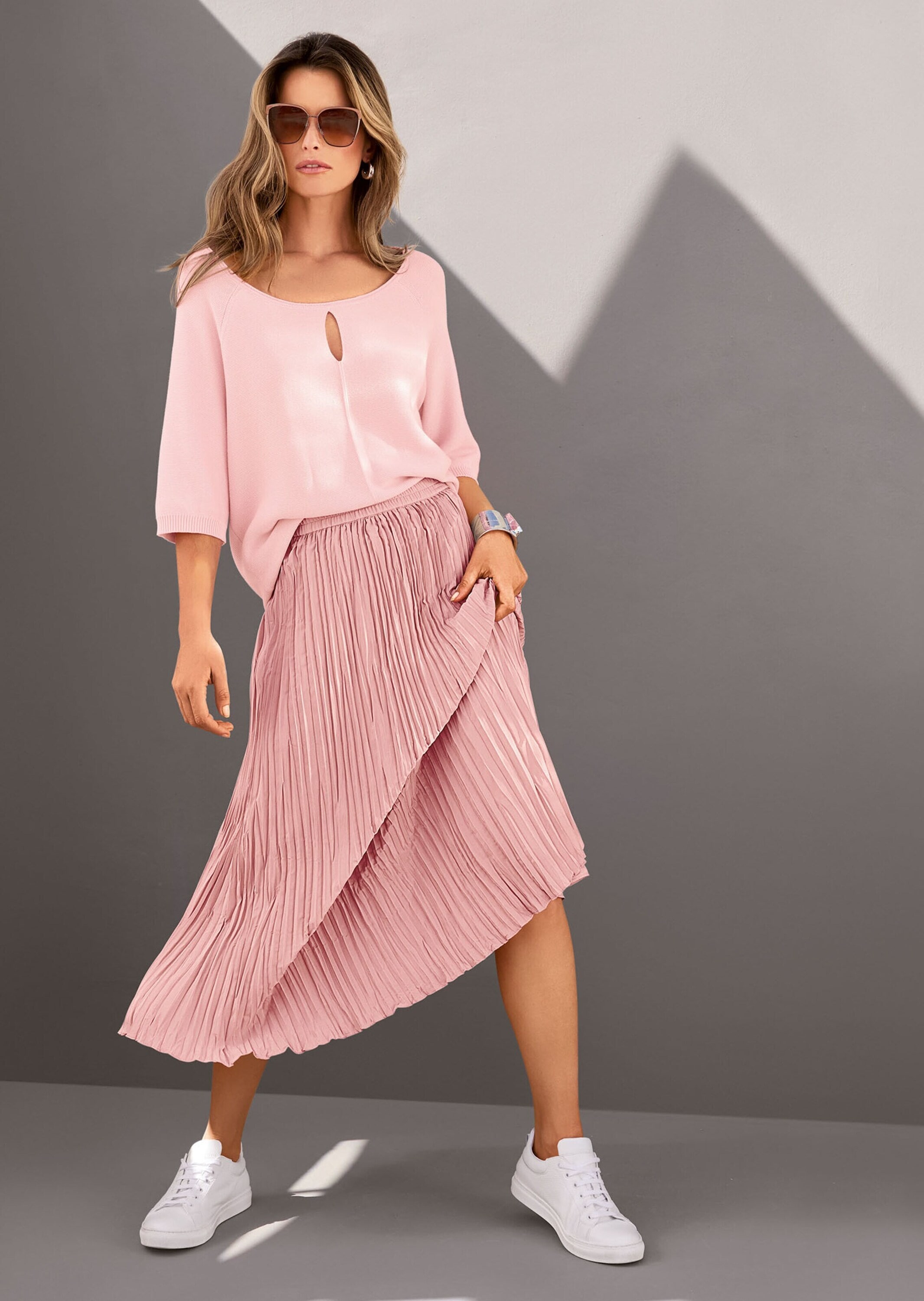 MADELEINE Midirock »Plisseerock Maxi-Rock mit Crash-Plissee«