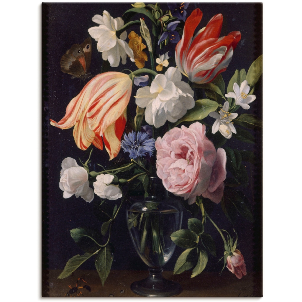 Artland Leinwandbild »Vase mit Blumen. 1637«, Blumen, (1 St.)