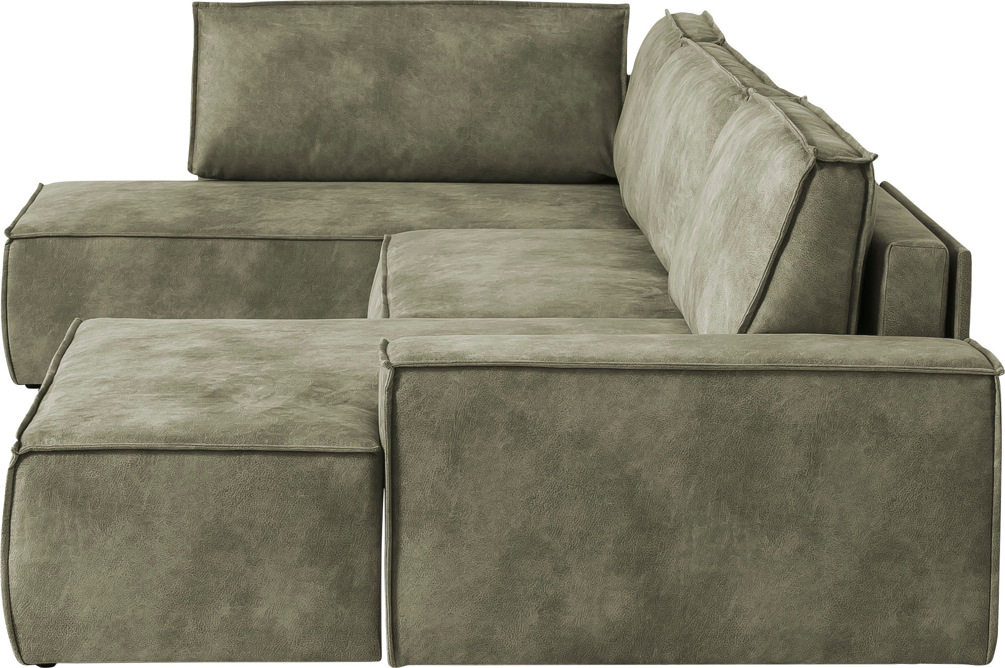 Home affaire Wohnlandschaft »SHERWOOD 329 cm, U-Form, Schlafsofa,«, Schlaffunktion m. Bettkasten (194x139 cm), Cord, Vintage, Samtvelours