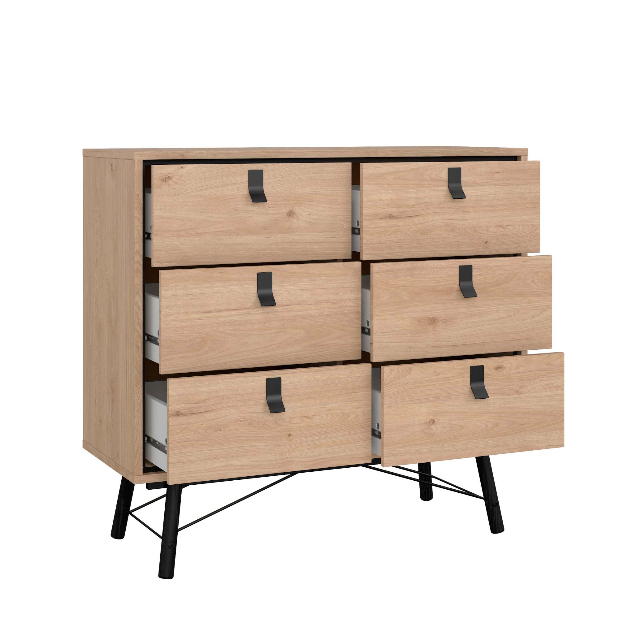 andas Kommode »Ry Aufbewahrung, Schubladenschrank, Stauraum«, Sideboard mit 6 Schubladen, Breite 102 cm, Höhe 95 cm, Massivholzbeine