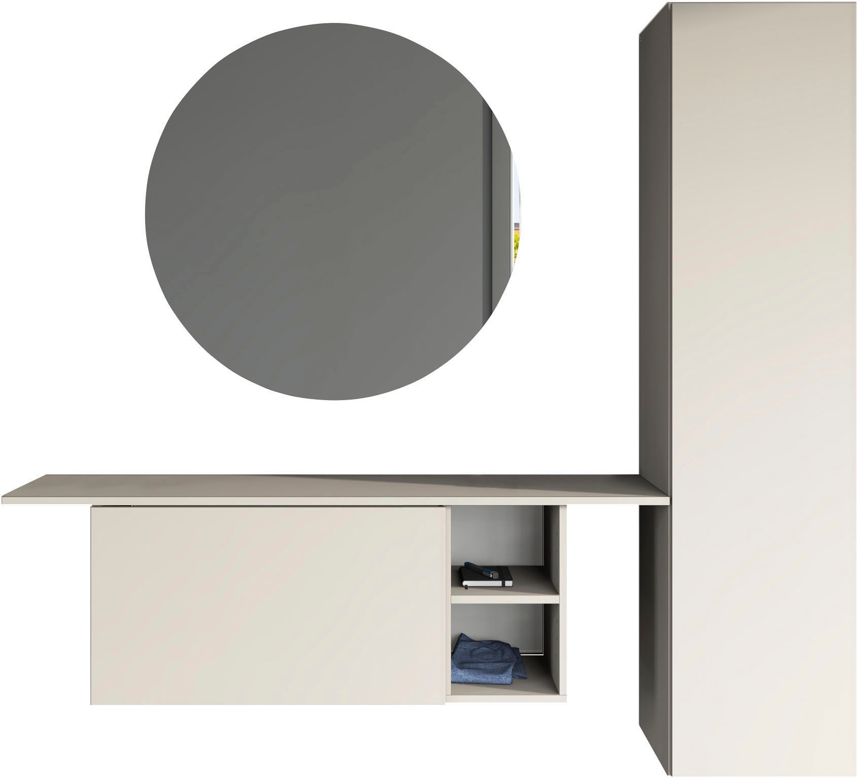 borchardt Möbel Garderoben-Set "Toledo, moderne Garderobe mit Spiegel, Schminktisch mit Regalfächern" Komplett-Set
