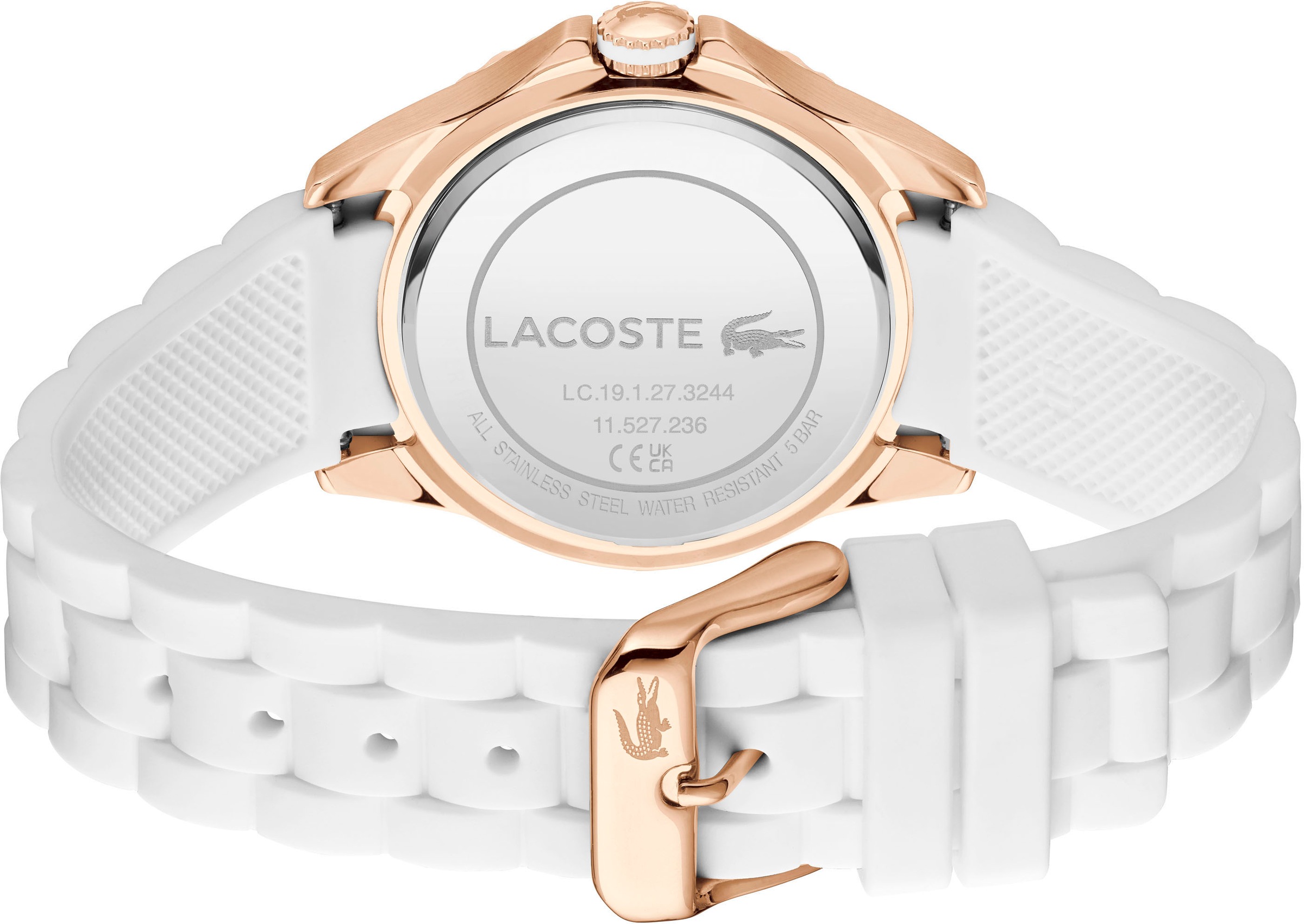 Lacoste Quarzuhr »SANTORINI«, Armbanduhr, Damenuhr, Silikonarmband, analog