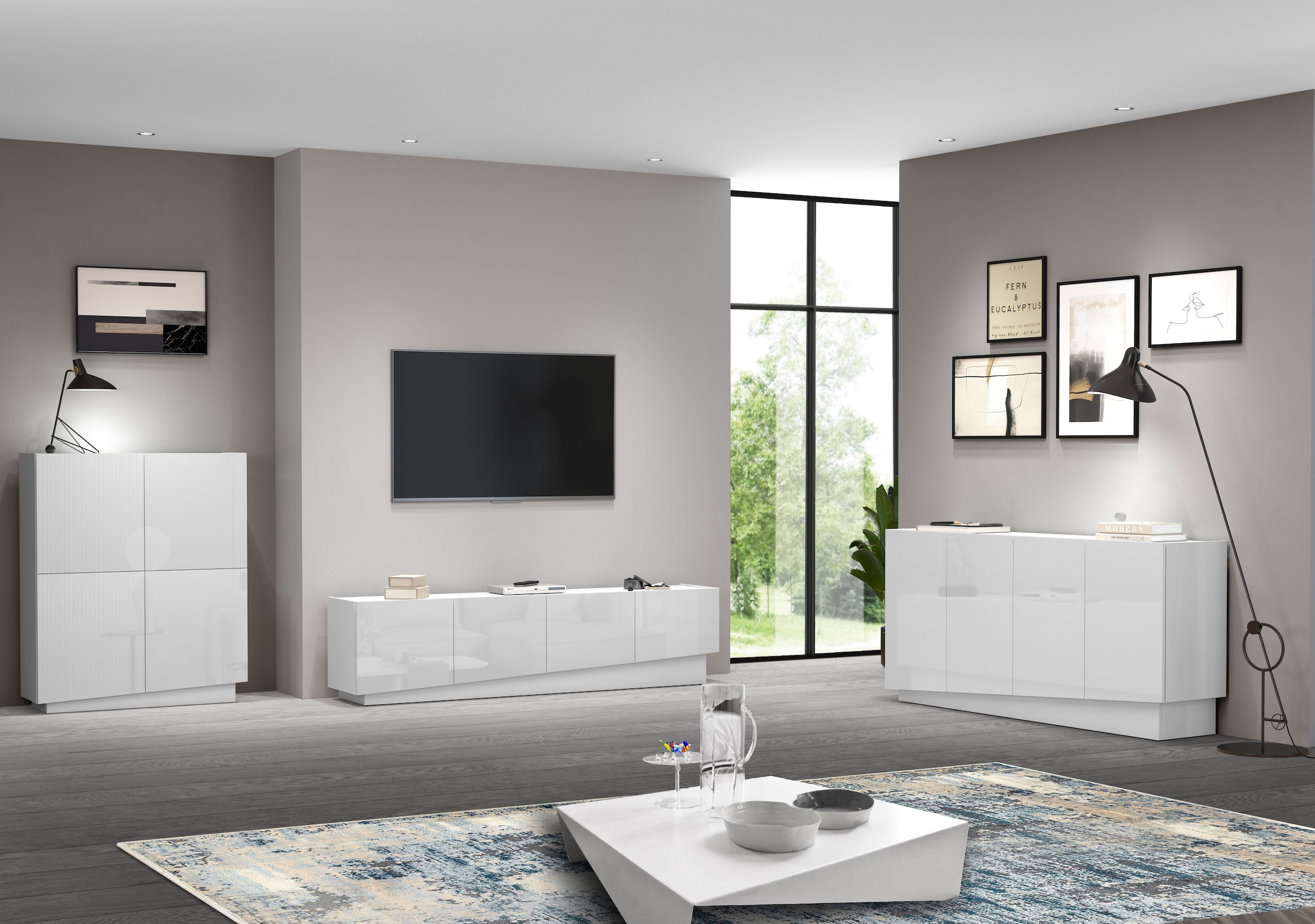 INOSIGN Highboard »VELA, Highboard, Höhe 120 cm,Design mit schrägen Türen«, (1 St.), Made in Italy, Maße-B/T/H: 100x35x120,hohes Sideboard,Anrichte,Kommode