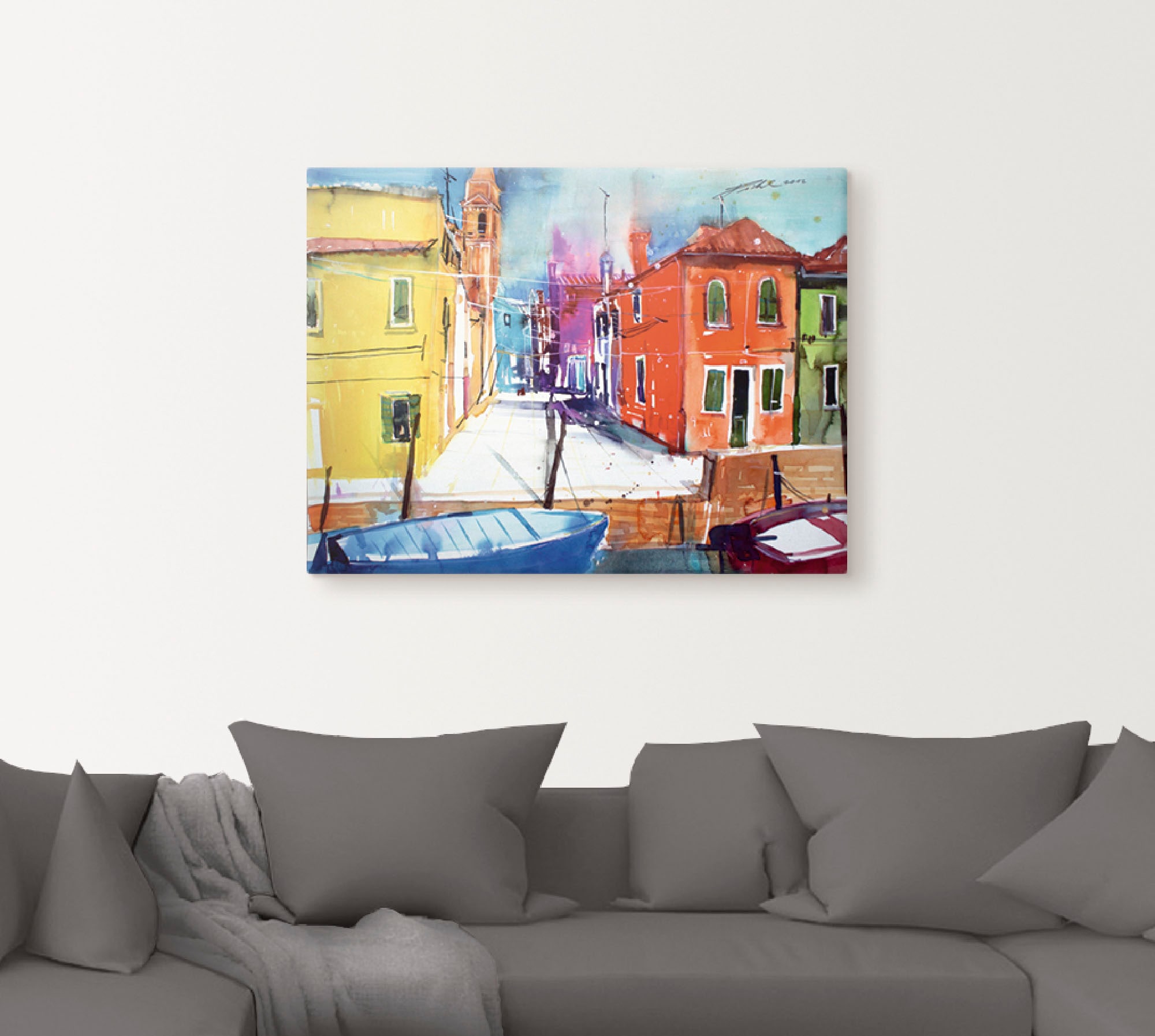Artland Leinwandbild »Venedig, Burano, Fondamenta del Pizzo«, Italien, (1 St.), auf Keilrahmen gespannt