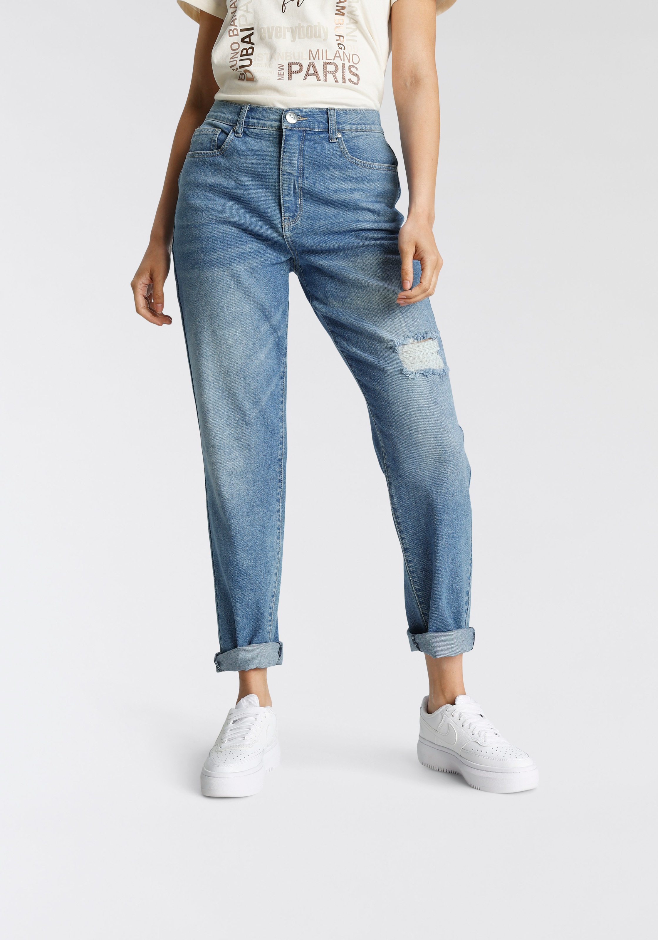 Bruno Banani Mom-Jeans, Destroyed Effekte kaufen