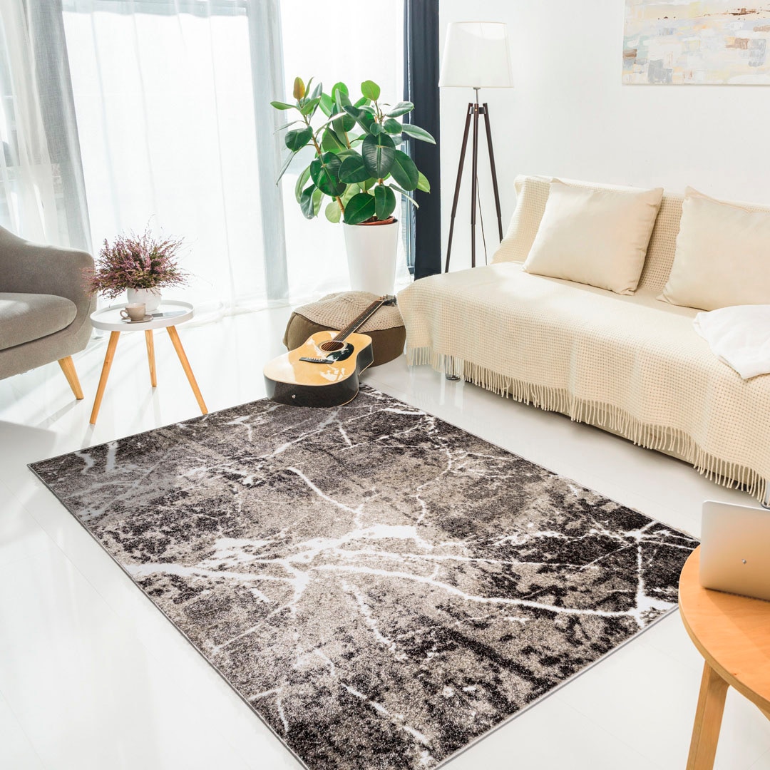 my home Teppich »Manrik«, rechteckig, mit besonders weichem Flor, Kurzflor, modernes  Marmor-Design auf Rechnung | BAUR