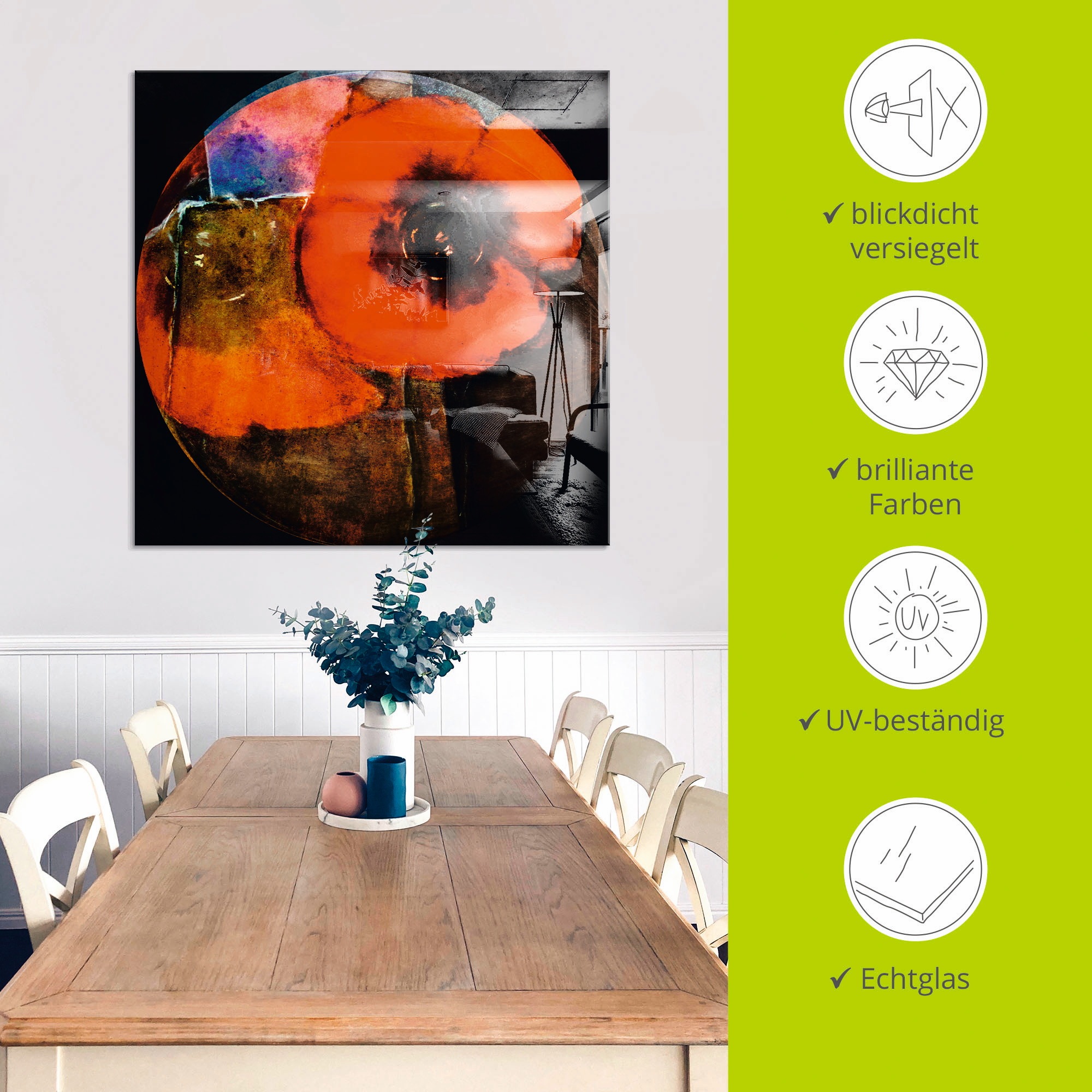 Artland Glasbild »Roter Mohn - abstrakt«, Blumen, (1 St.), in verschiedenen Größen