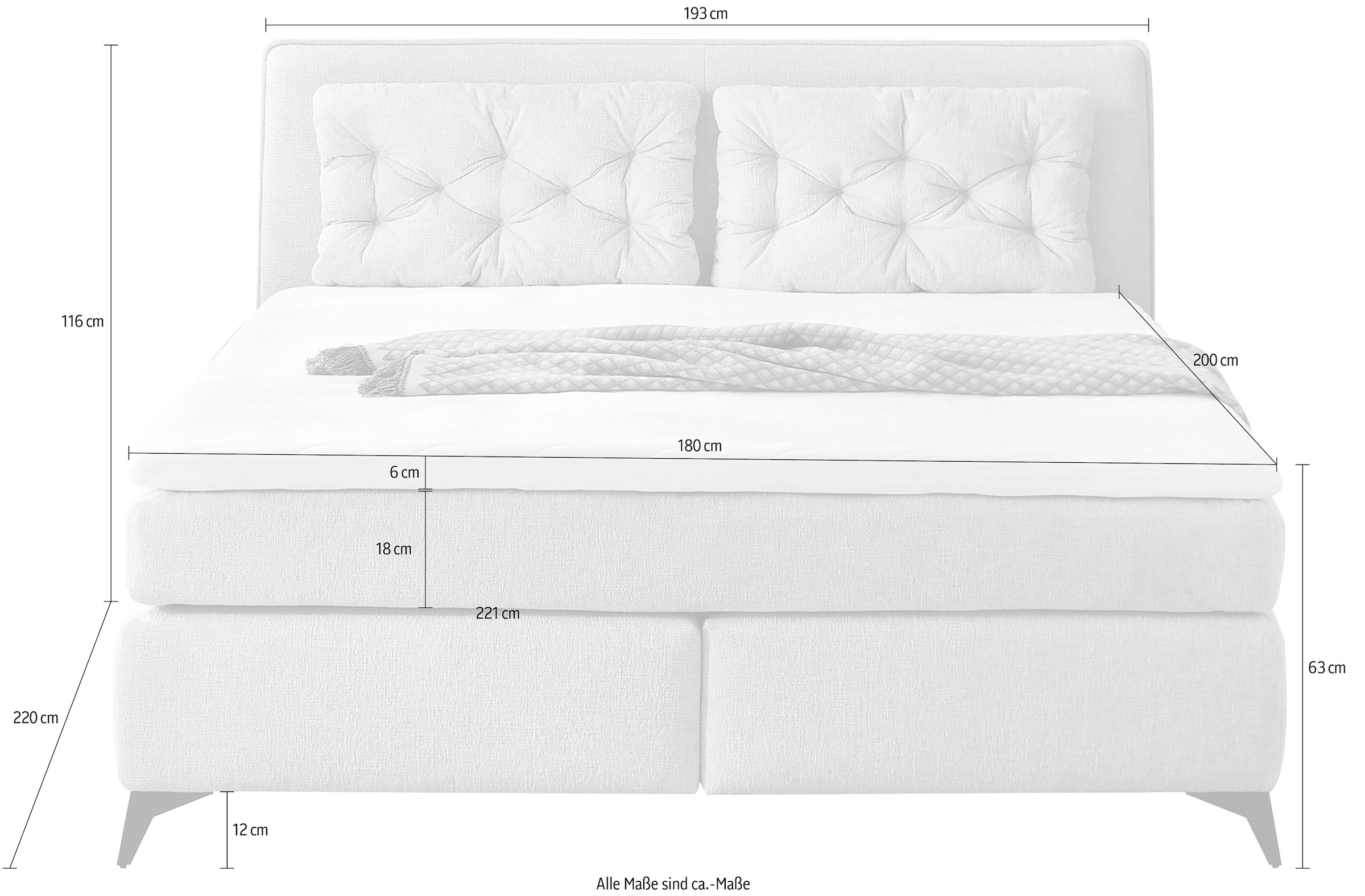 Jockenhöfer Gruppe Boxspringbett »Chalet, inklusive Kissen«, Wende-Bonell-Federkern-Matratze (H2/H3), PU-Schaum Topper