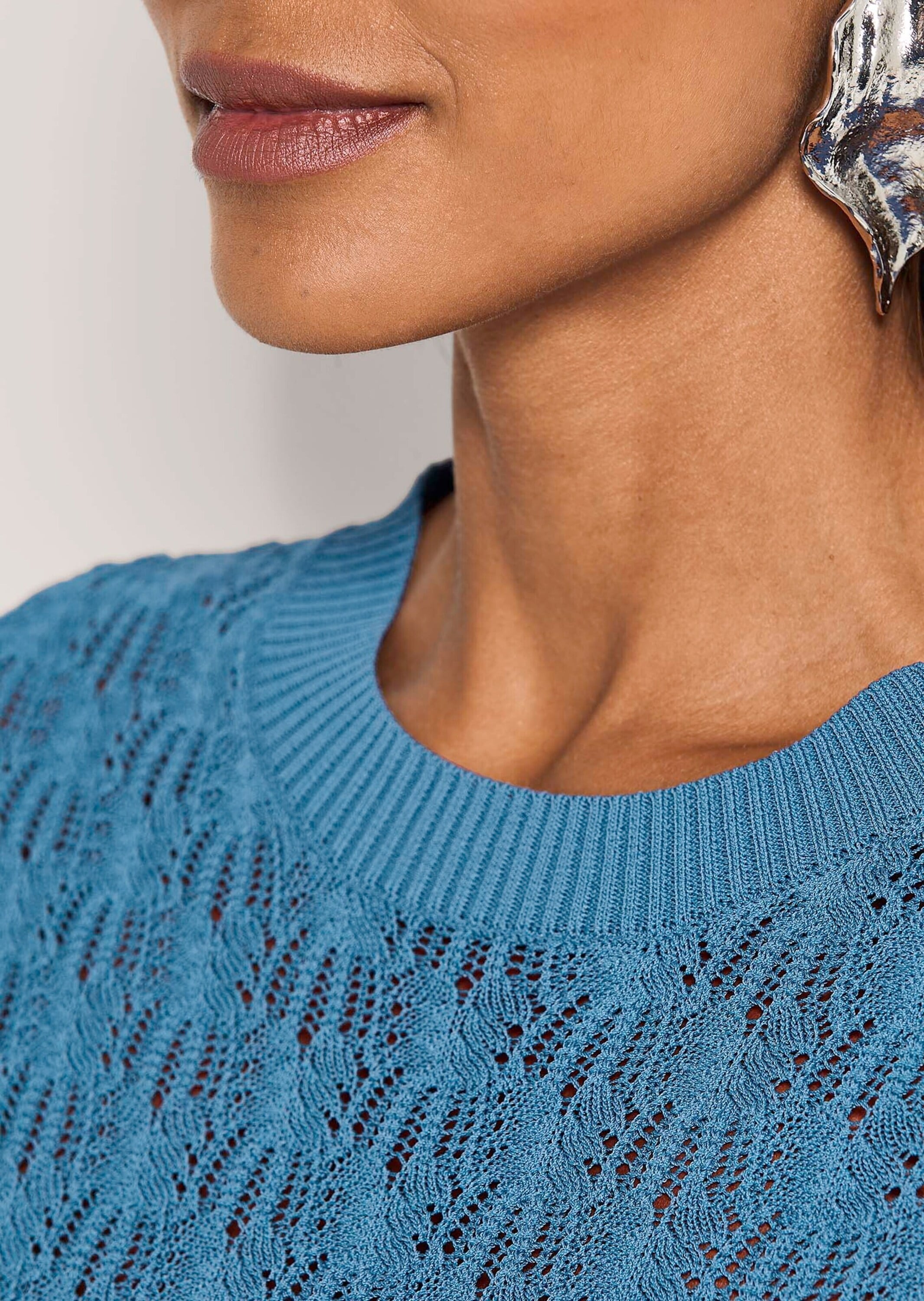 MADELEINE Longpullover »Strickpullover Viskosepullover mit Ajour-Muster« Luftiges Ajour-Muster