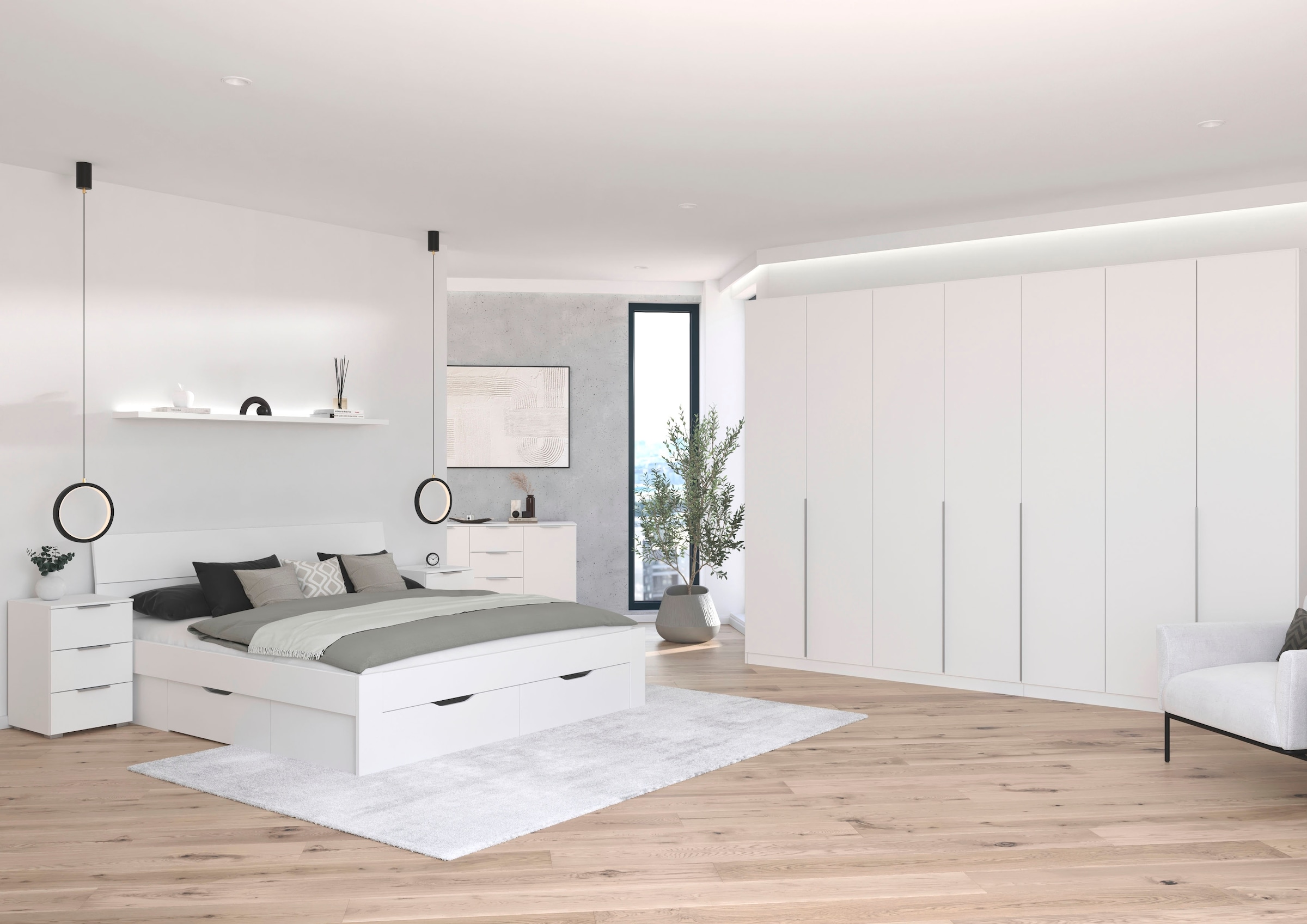 OTTO home Drehtürenschrank »Kleiderschrank Schrank Garderobe AGORDO TOPSELLER Schlafzimmer« in zwei Griff-Farben, Breiten 91-405 cm, Dekor- oder Hochglanzfront,  durchdachte Innenausstattung, in 8 Breiten und 2 Höhen MADE IN GERMANY