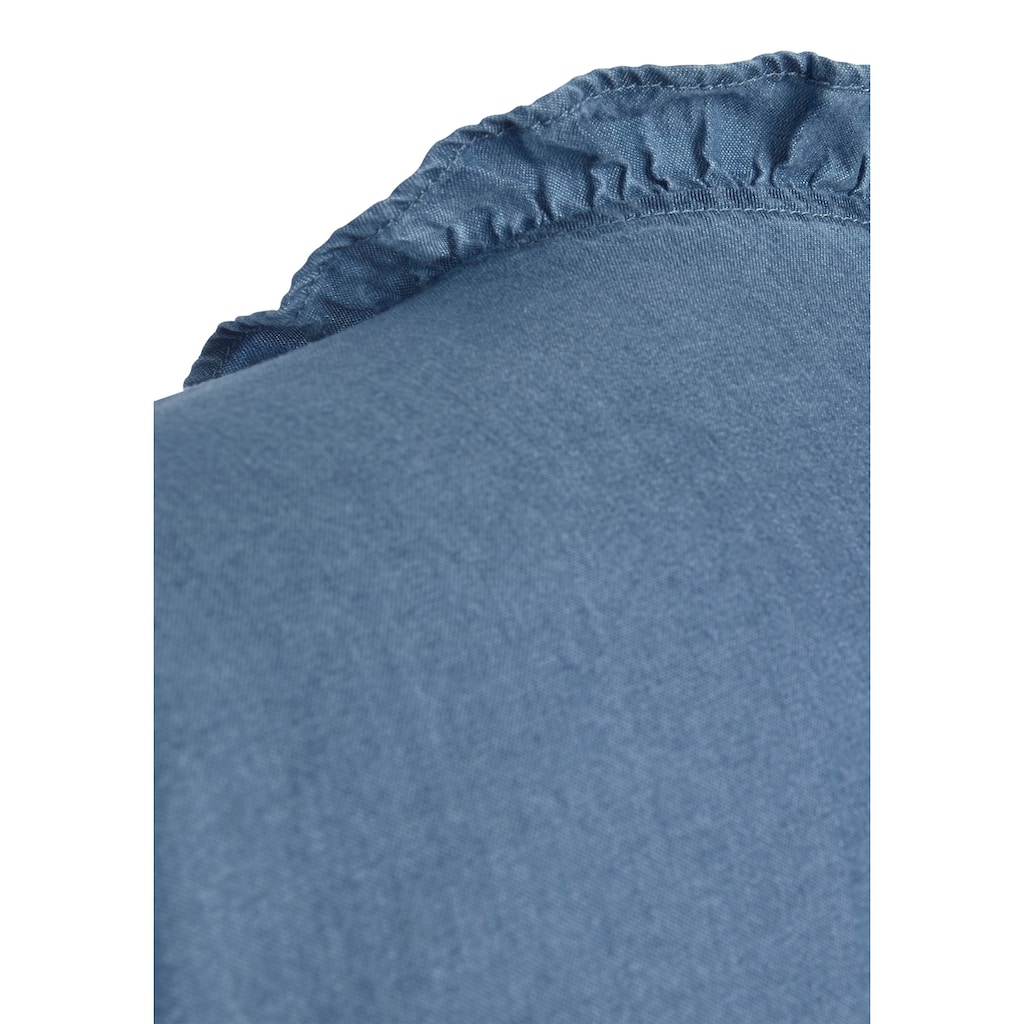 Damenmode Kleider LASCANA Jeanskleid, mit Rüsche am Kragen denim-blue