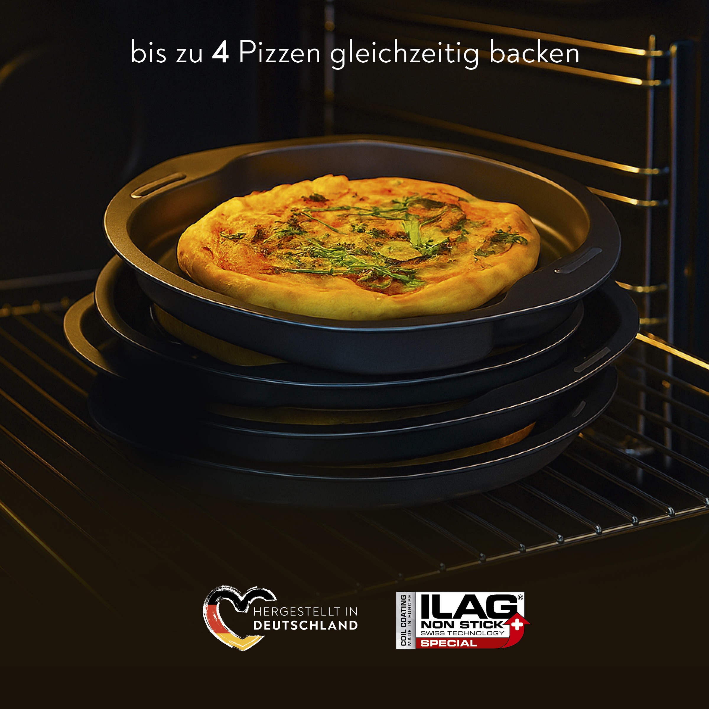 CHG Pizzablech "SENSAZIONE" Metall Set, 4 Stk. tlg. Made in Germany günstig online kaufen
