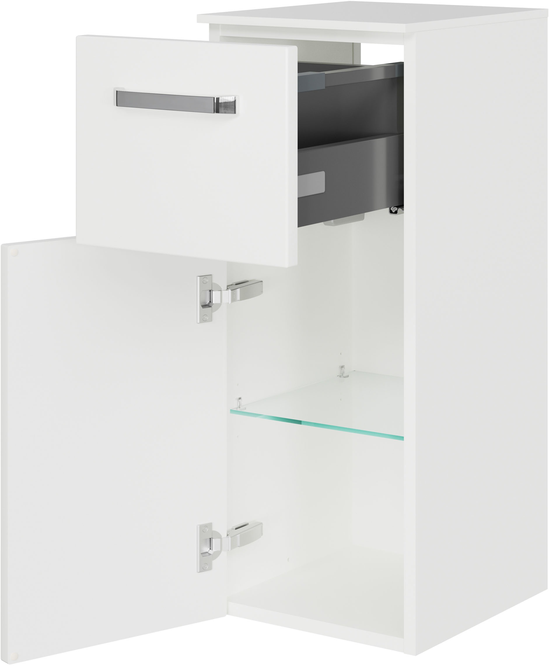 Saphir Badmöbel-Set »Serie 4010 5-teilig Keramik-Waschtisch mit LED-Spiegelschrank«, (Set), Bad Set mit Unterschrank, Hängeschrank, Midischrank, inkl. Türdämpfer
