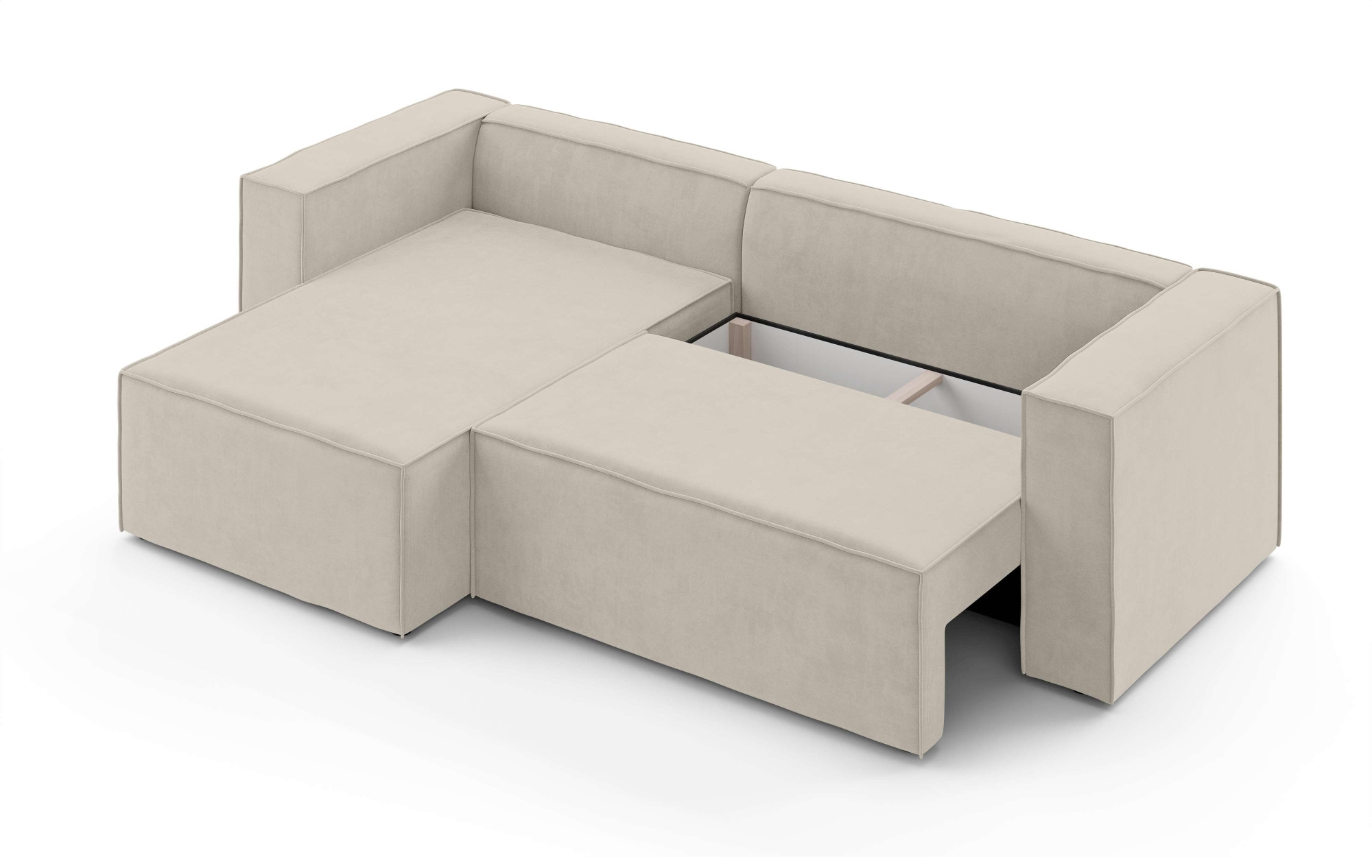 INOSIGN Ecksofa »LINCOLNVILLE mit Bettfunktion und Bettkasten, Maße B/H/T 244/76/150 cm«, L-Form mit Wellenunterfederung, Recamiere beidseitig montierbar