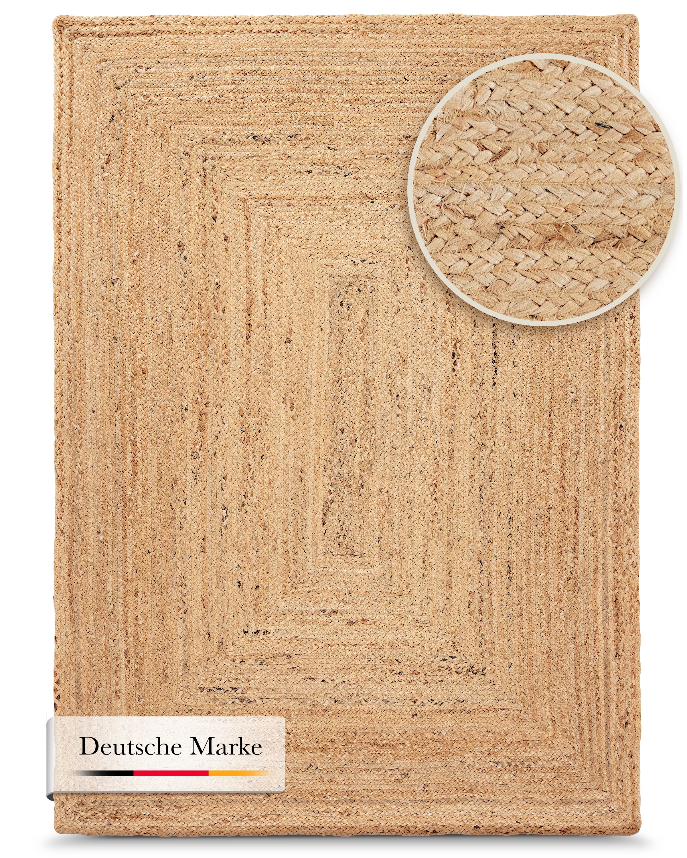 Thumbnail - carpetfine Teppich "Nele Juteteppich Naturfaser", rechteckig, 6 mm Höhe, geflochtener Wendeteppich aus 100% Jute, quadra...