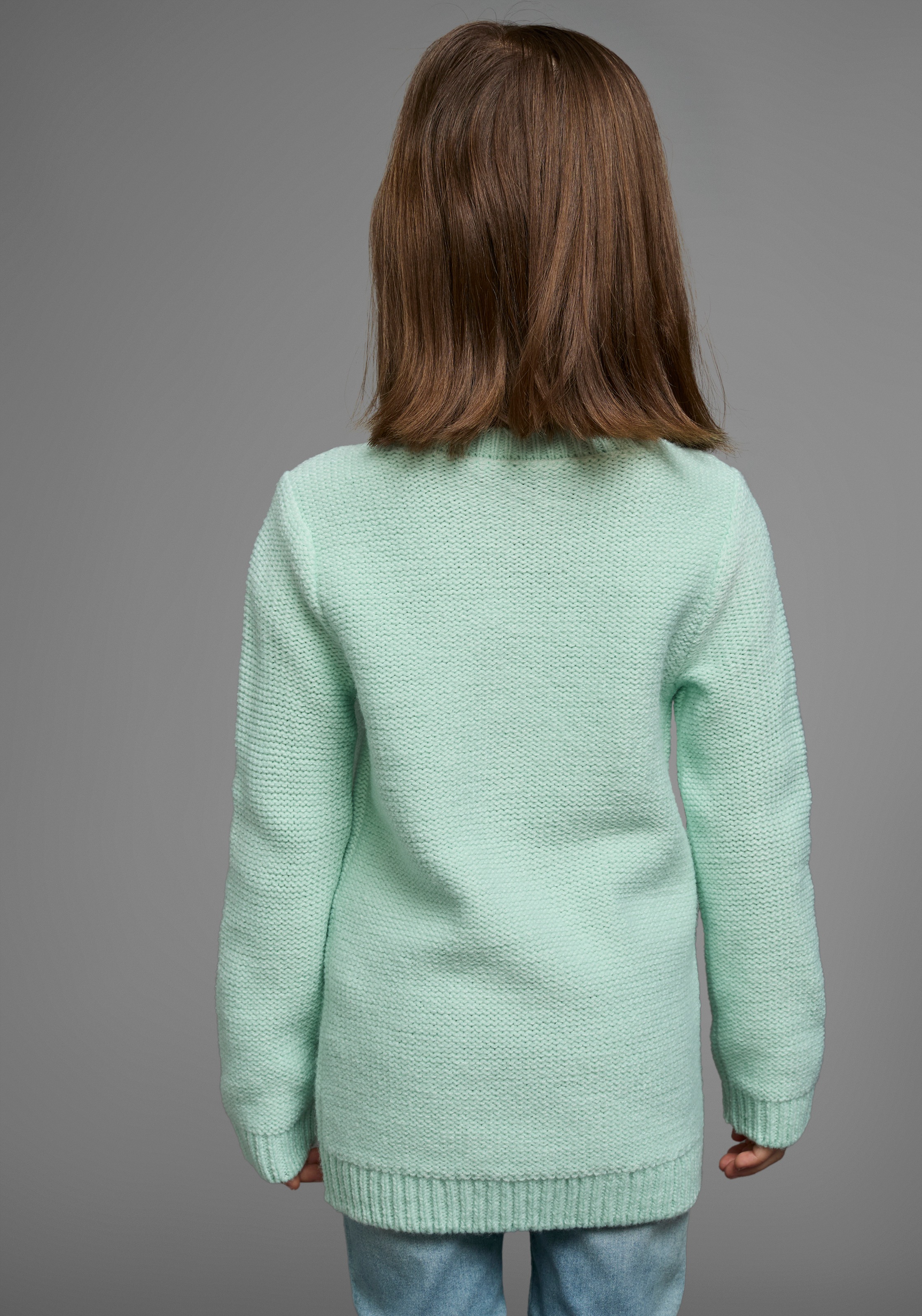 Thumbnail - KIDSWORLD Strickpullover "Pulli für kleine Mädchen" gestricktem Herzchenmuster