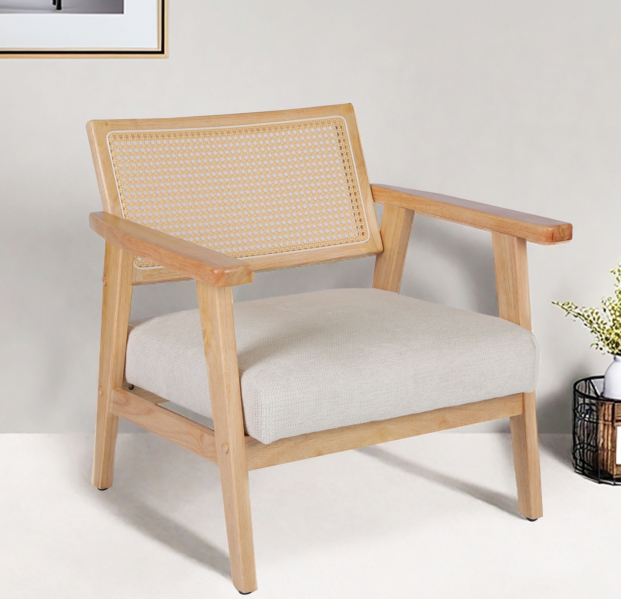 Home affaire Loungesessel »VILLAINE«, Einzelsessel, Rattan-Sessel mit Wiener Geflecht, Cord, Webstoff