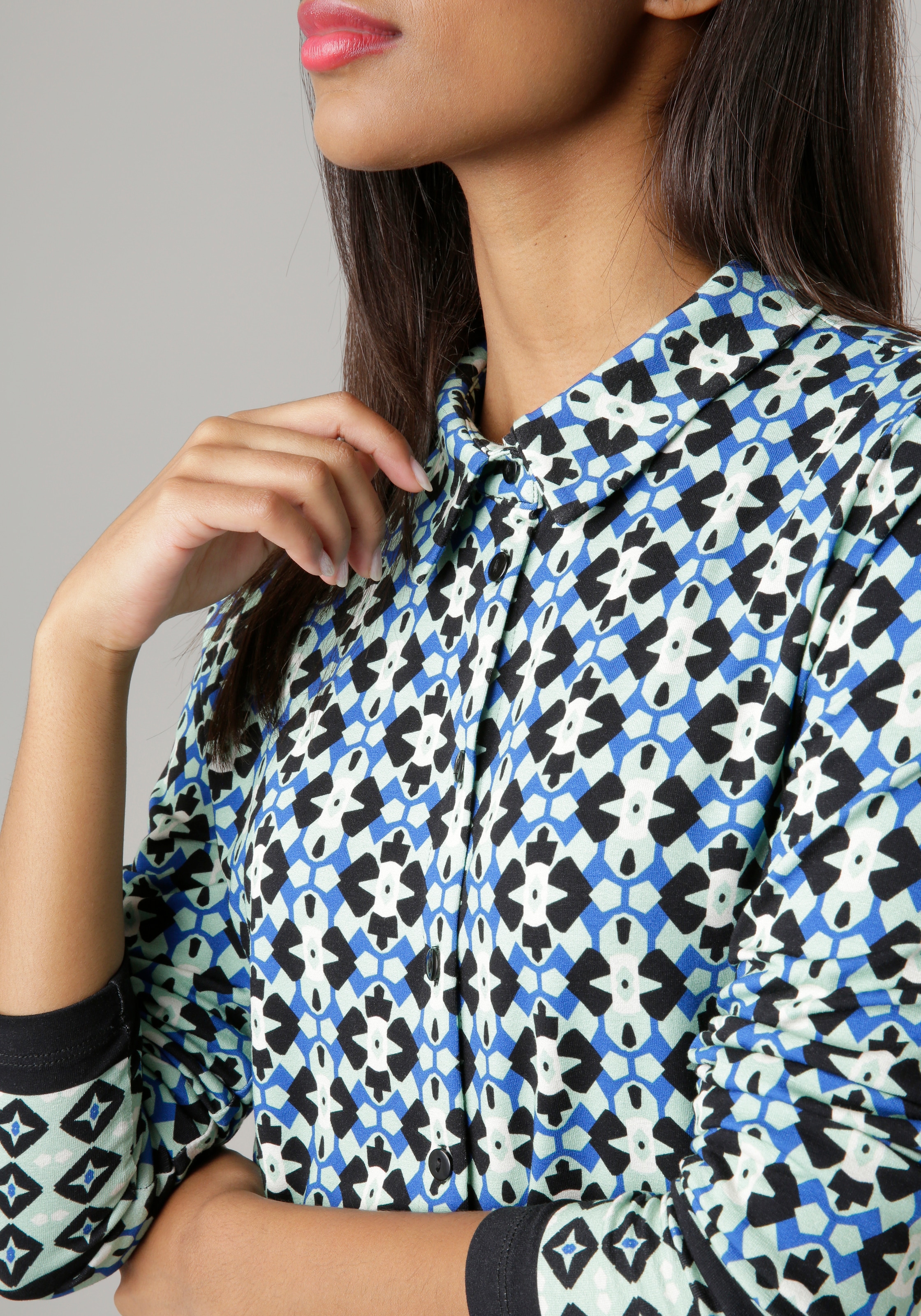 BAUR für SELECTED kaufen in KOLLEKTION Hemdbluse, Aniston - | elastischer NEUE Jerseyqualität