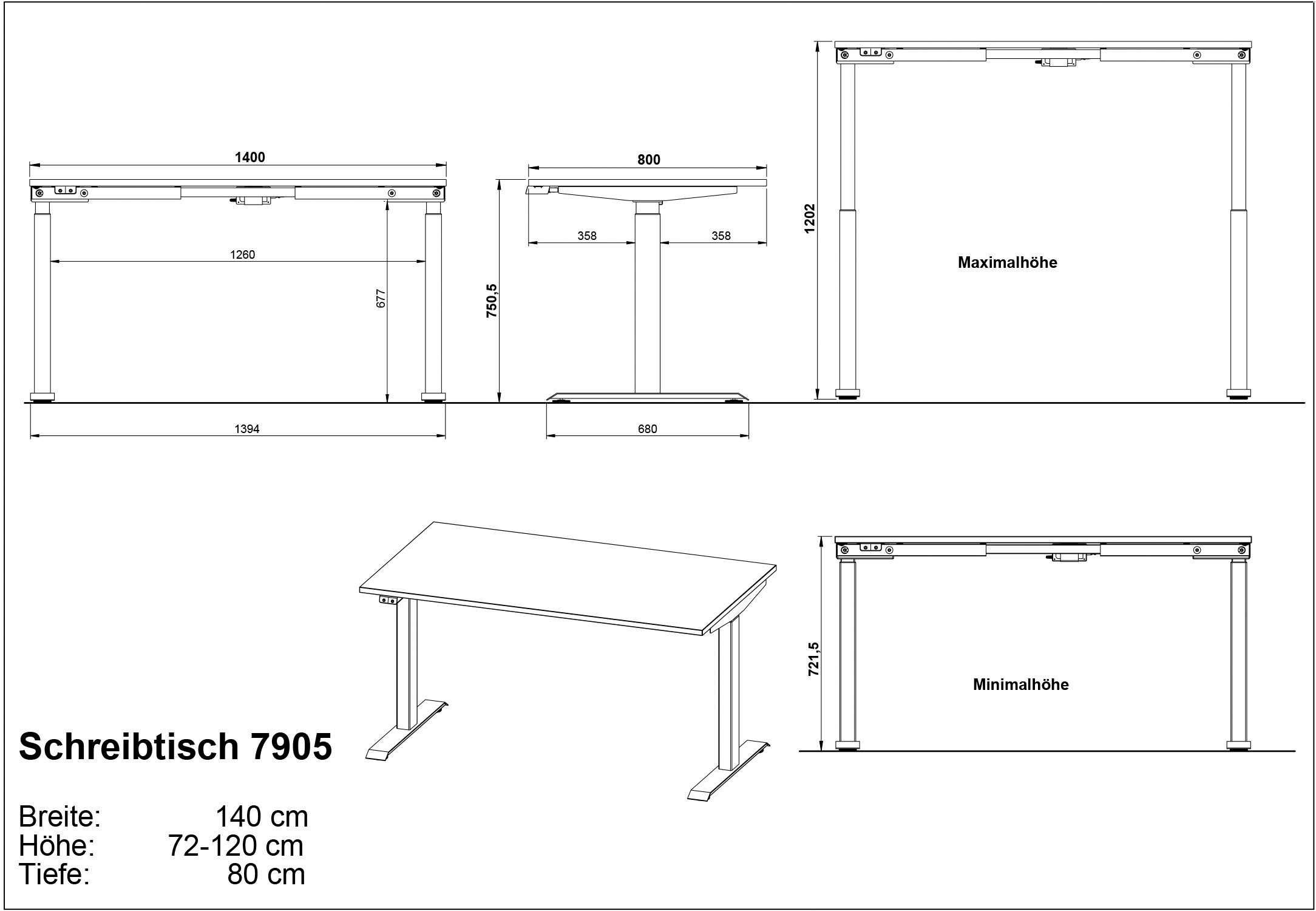 GERMANIA Schreibtisch »Jet, elektrisch höhenverstellbar«, moderne Farbvariationen, Breite 120/140/160/180 cm, Made in Germany