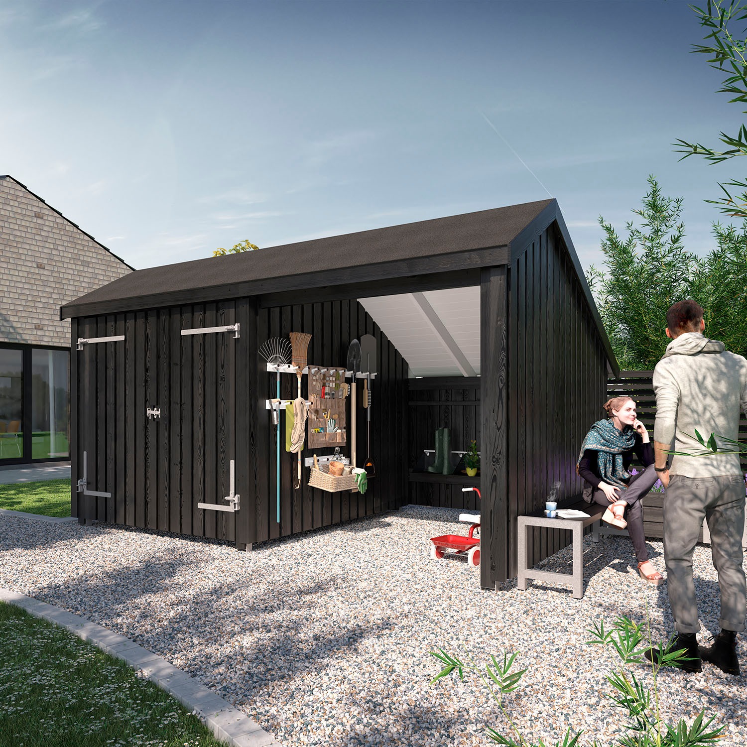 PLUS Gartenhaus "Multi" Gartenhaus 10,5 m², Doppeltür, Dachpappe/Aluleisten günstig online kaufen