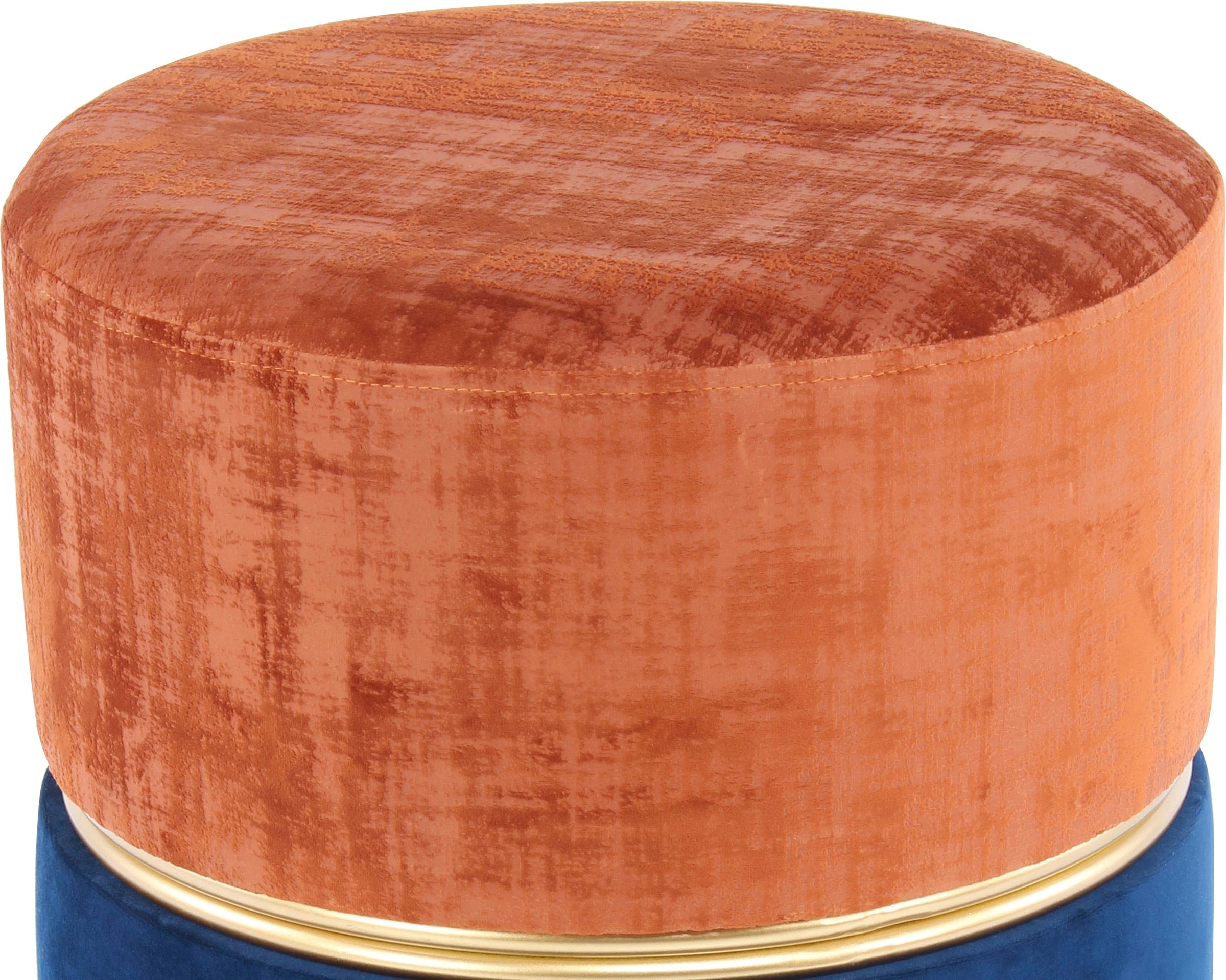 Kayoom Sitzhocker »Hocker Cleopatra 625, Sitzhocker in zweifarbigem Design«, (1 St.), zweifarbig, dekorativ, pflegeleicht, edler Akzent durch Metallring