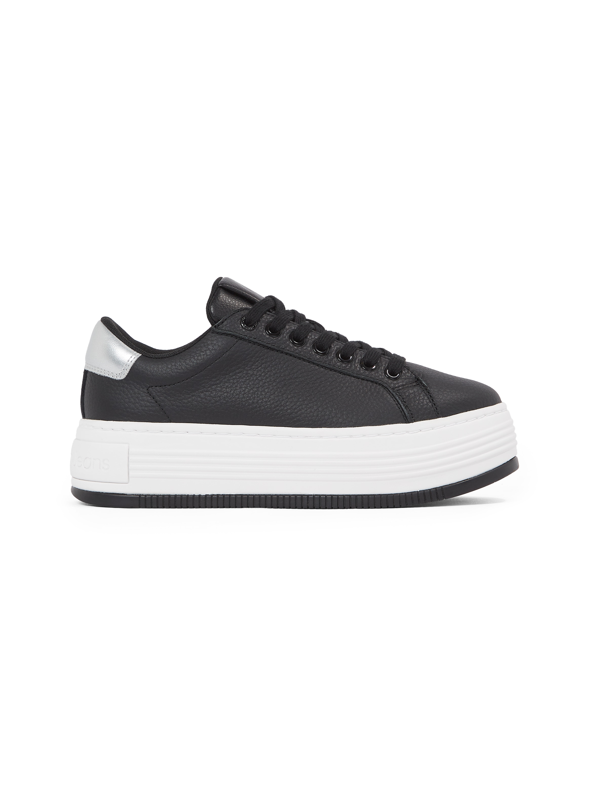 Calvin Klein Jeans Plateausneaker »BOLD FLATF LOW MIX OHB«, Schnürschuh, Halbschuh, Freizeitschuh mit Fersen-Kontrast