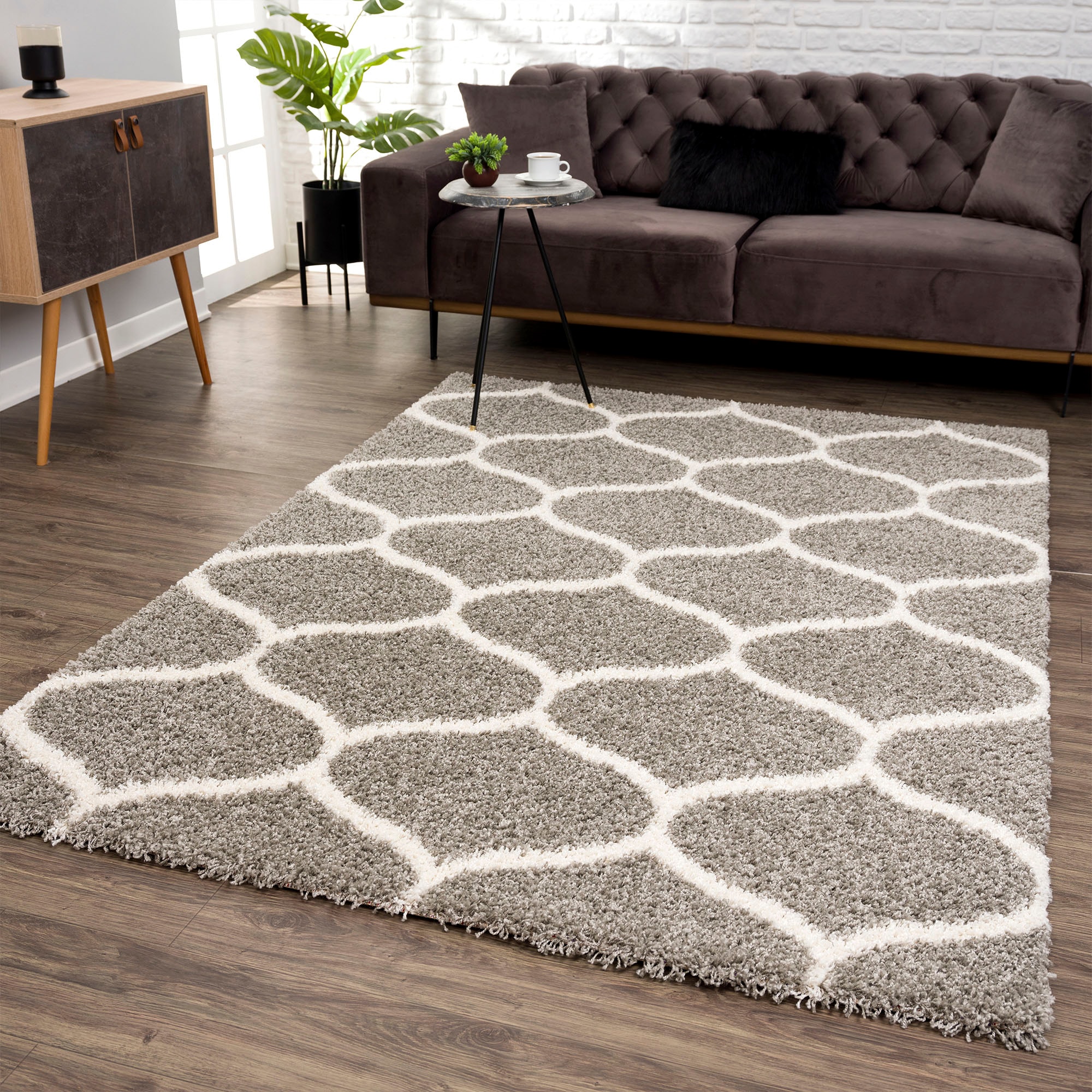 SANAT Madrid Shaggy Carpet Light Gray 80x150 cm