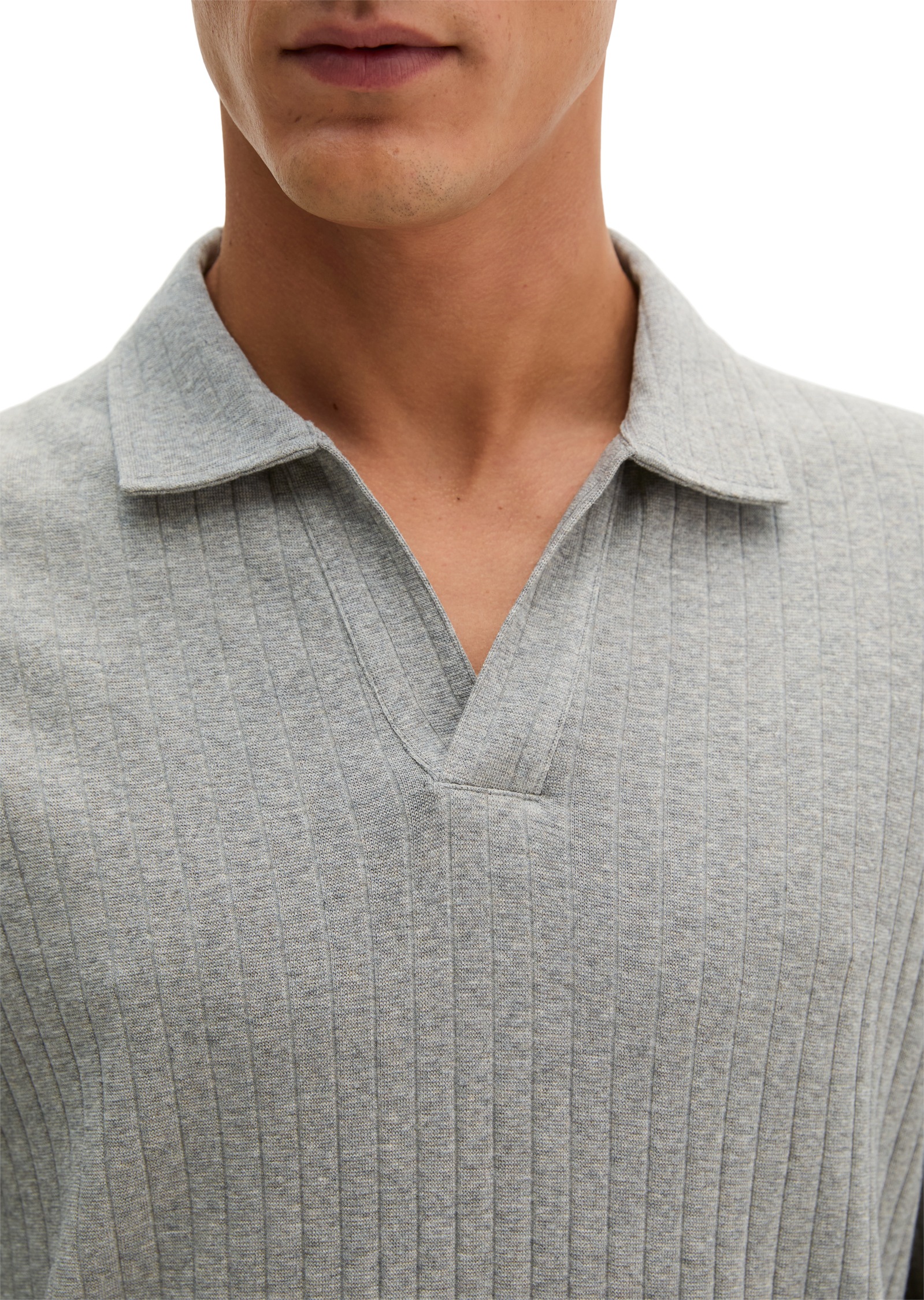 Marc O'Polo Langarm-Poloshirt »mit Rippenstruktur«
