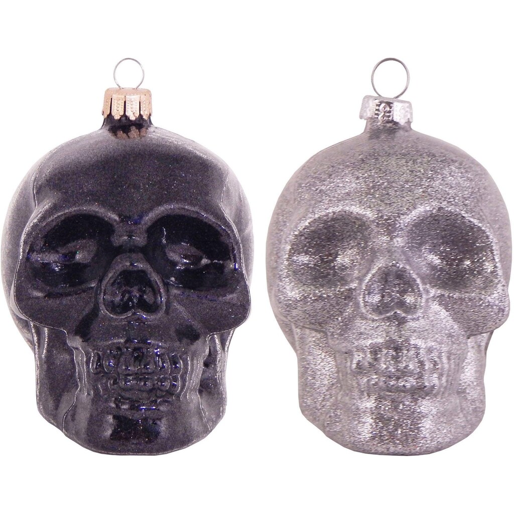 Krebs Glas Lauscha Christbaumschmuck »Totenkopf, Weihnachtsdeko, Christbaumschmuck«, (Set, 2 tlg.)