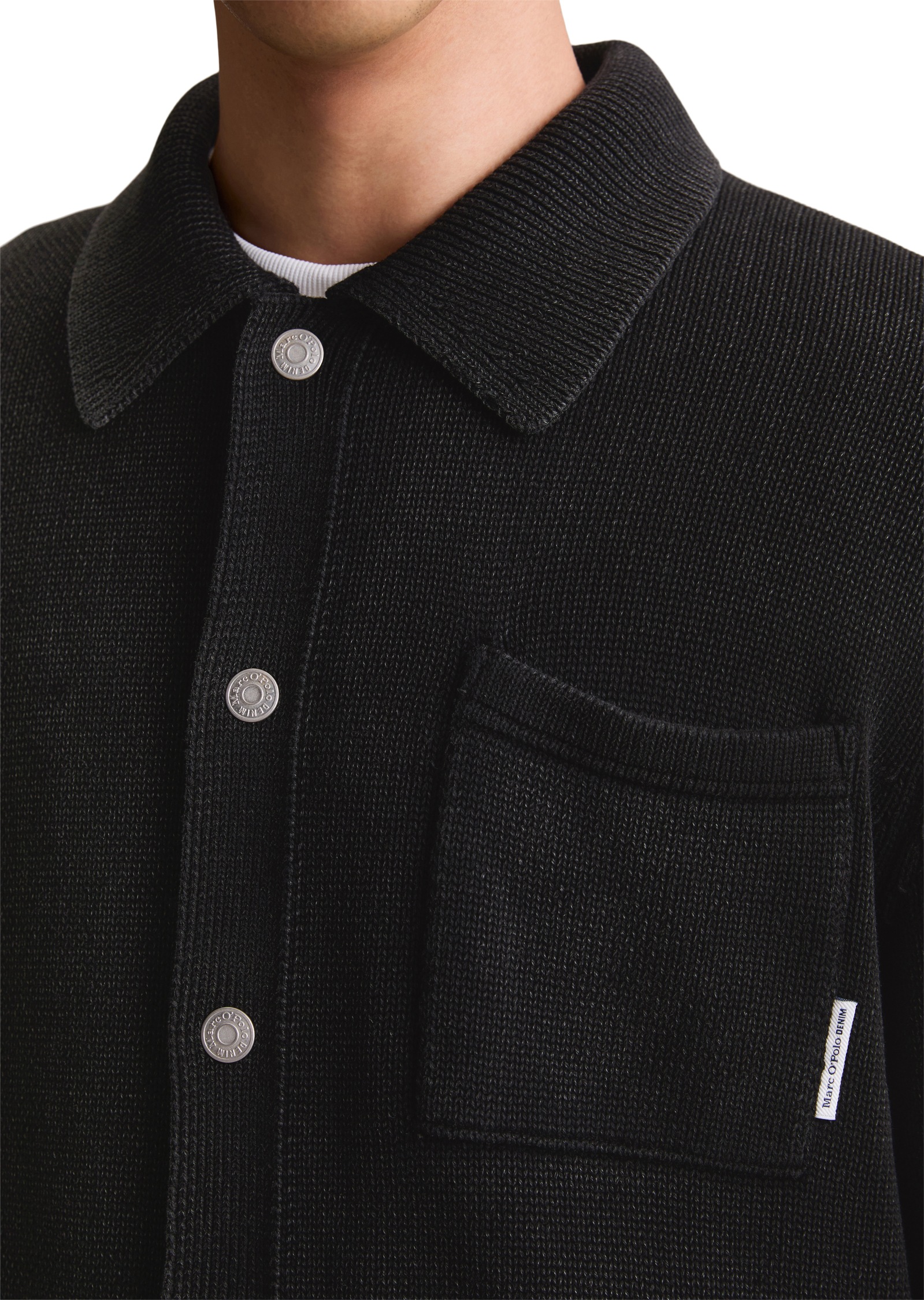 Thumbnail - Marc OPolo DENIM Strickjacke Polokragen, relaxed fit, Druckknöpfe