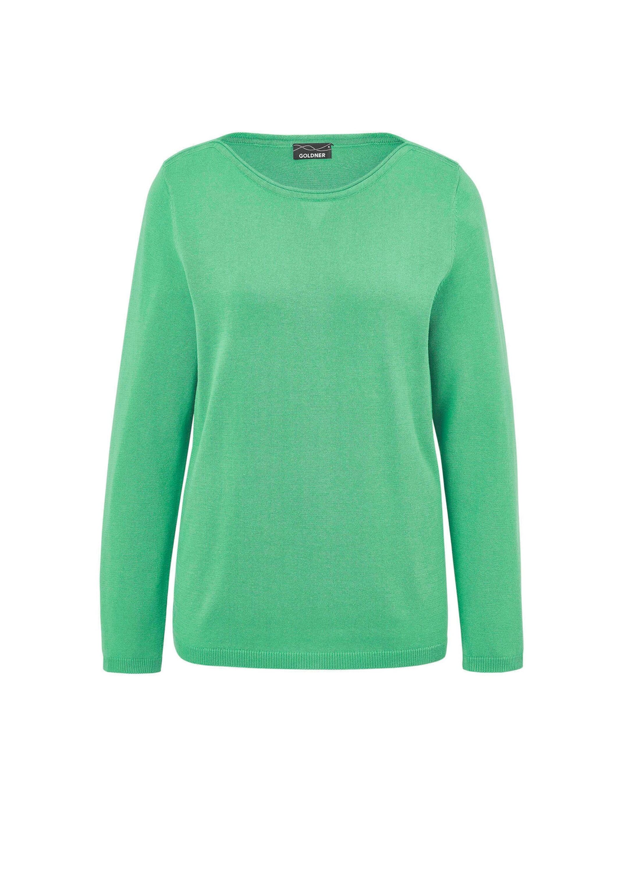 GOLDNER Strickpullover "Kurzgröße Pullover mit U-Boot-Ausschnitt aus Baumwoll-Viskose-Mix" keine/nicht relevant
