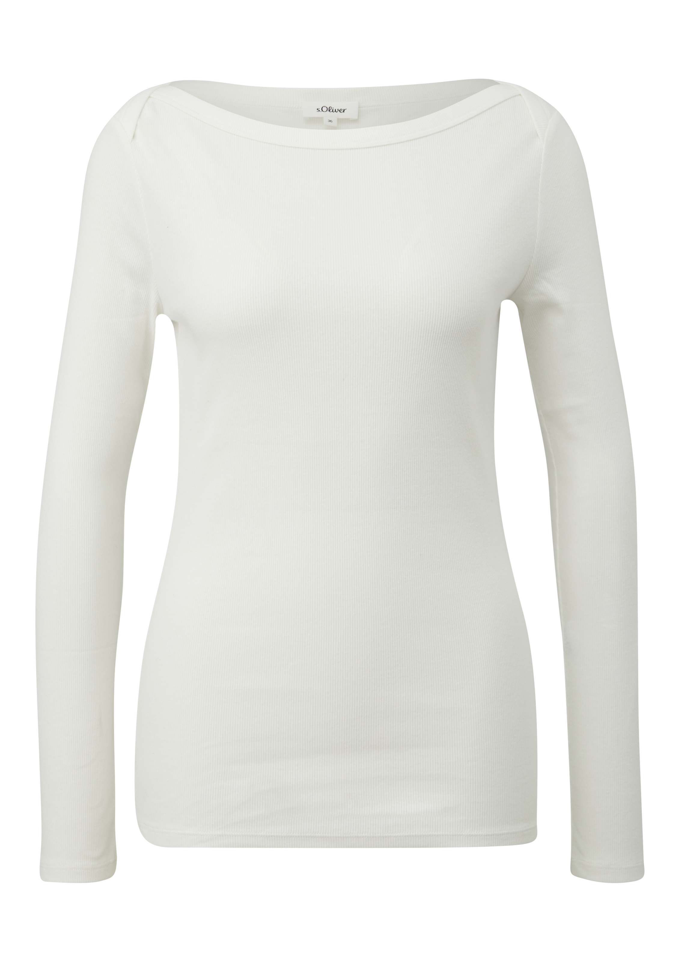 s.Oliver Langarmshirt gerippt, mit U-Boot-Ausschnitt