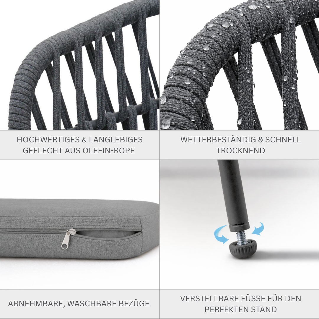 Destiny Gartensessel »COMO« Set, 2 Stk. tlg. stapelbar, anthrazit meliert, Polster grau