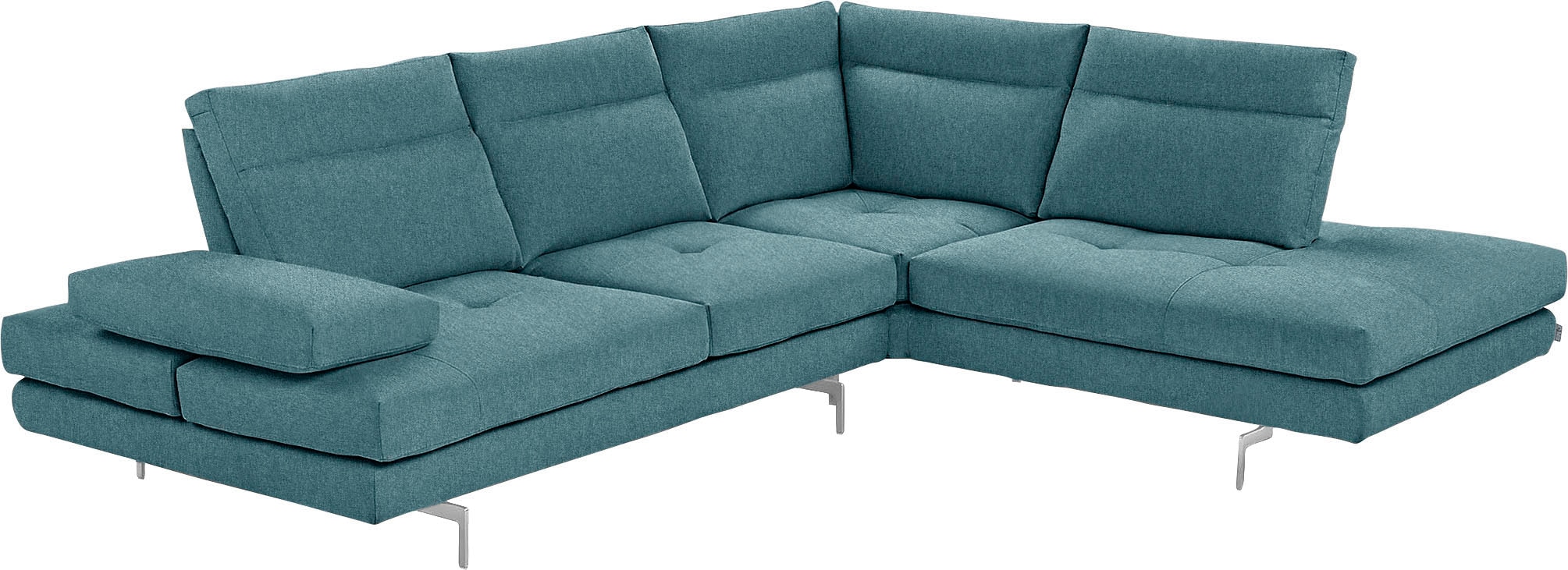 CALIA ITALIA Ecksofa "Toby Wing, B/T: 288/232 cm, Multifunktionssofa, Designsofa, L-Form" Sitztiefenverstellung und Armteilfunktion, Füße chrom glänzend