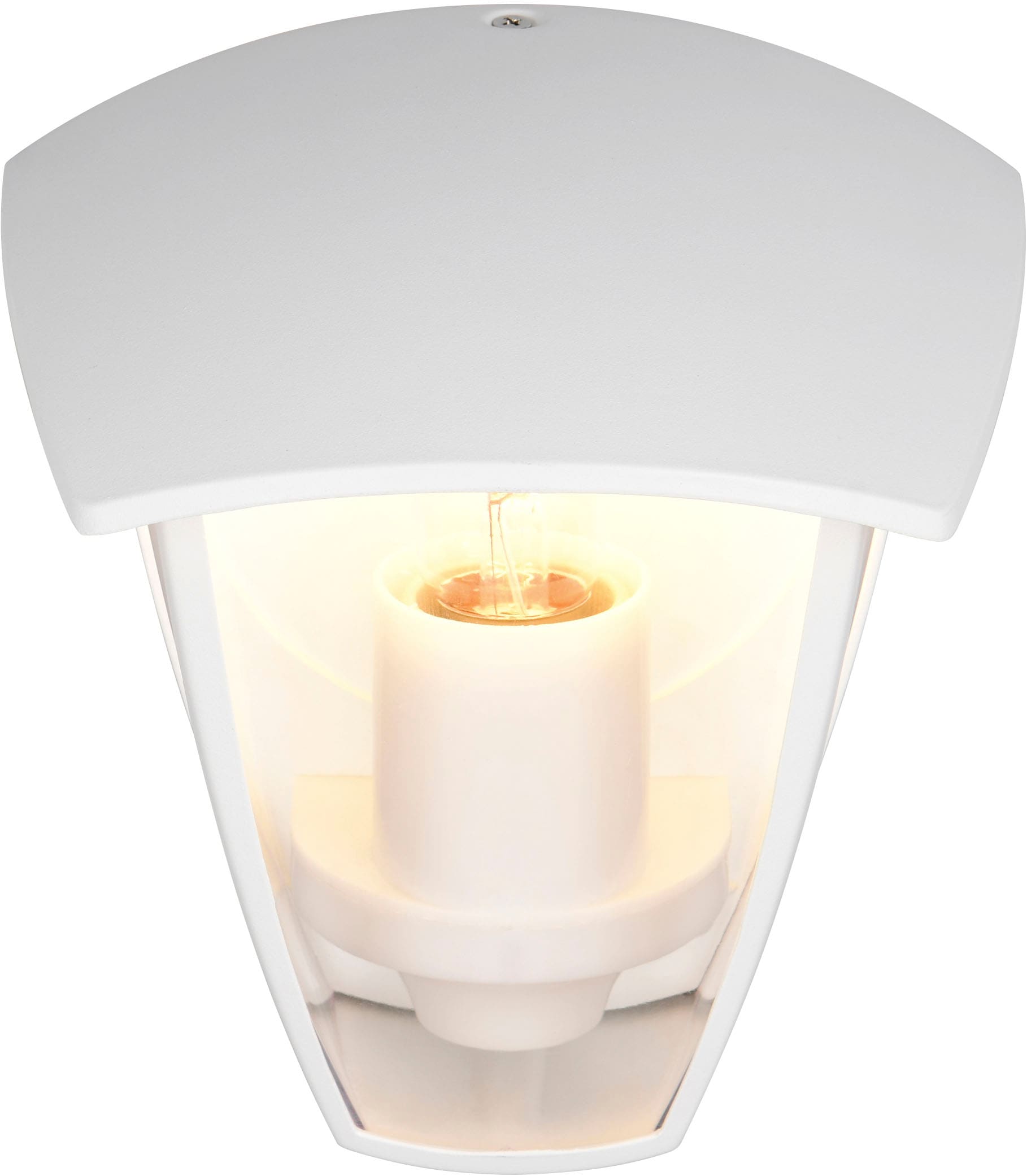 TRIO Leuchten Außen-Wandleuchte »VENTA, Outdoor Hauswand Fassadenbeleuchtung, exkl 1x E27 max 10W, IP44«, 1 flammig, Leuchtmittel E27 | Leuchtmittel wechselbar, Wandlampe Garten Terrasse, Aluminium mit Kunststoff Schirm transparent