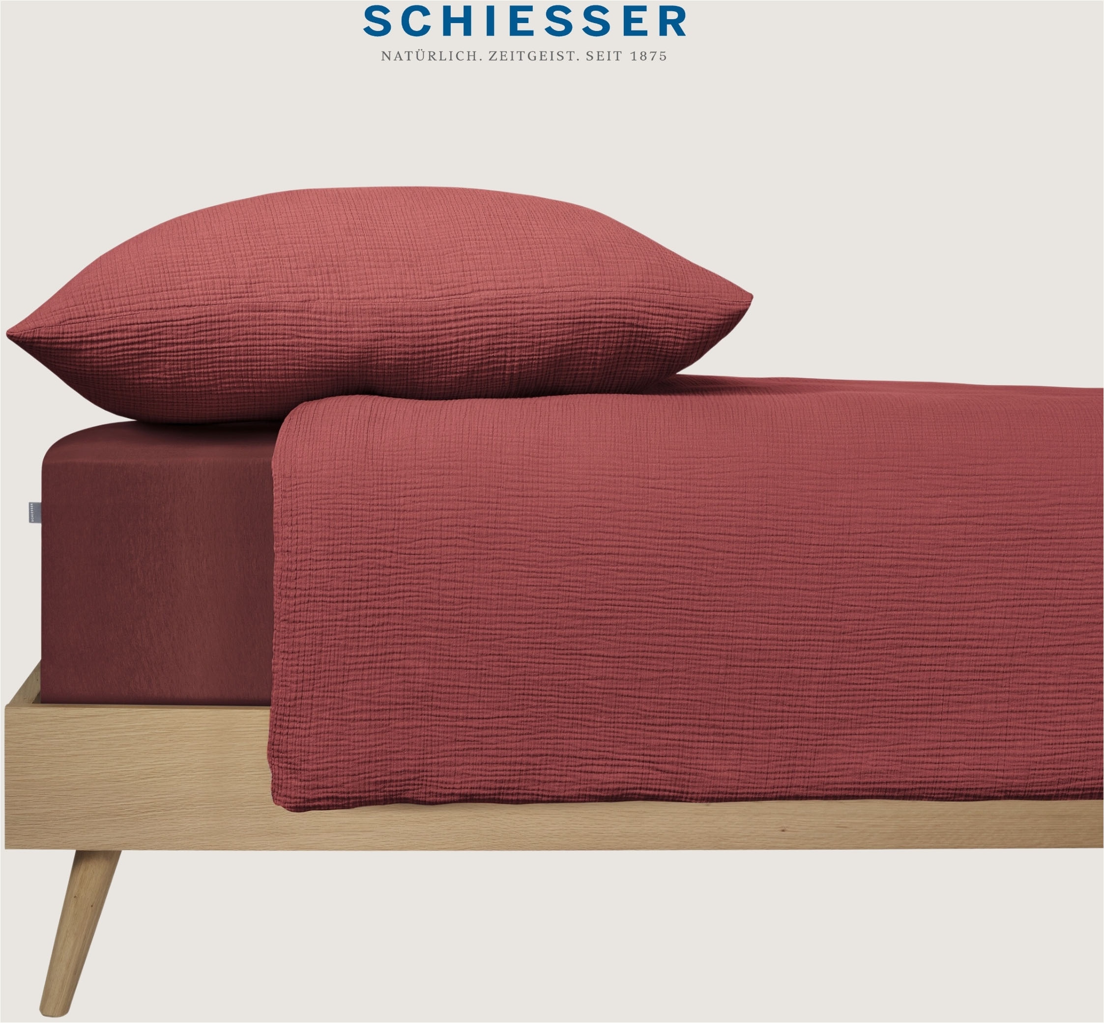Schiesser Bettwäsche »Molly aus softer Musselin-Qualität in gedeckten, natürlichen Farben«, (2 tlg.), MADE IN GREEN by OEKO-TEX®