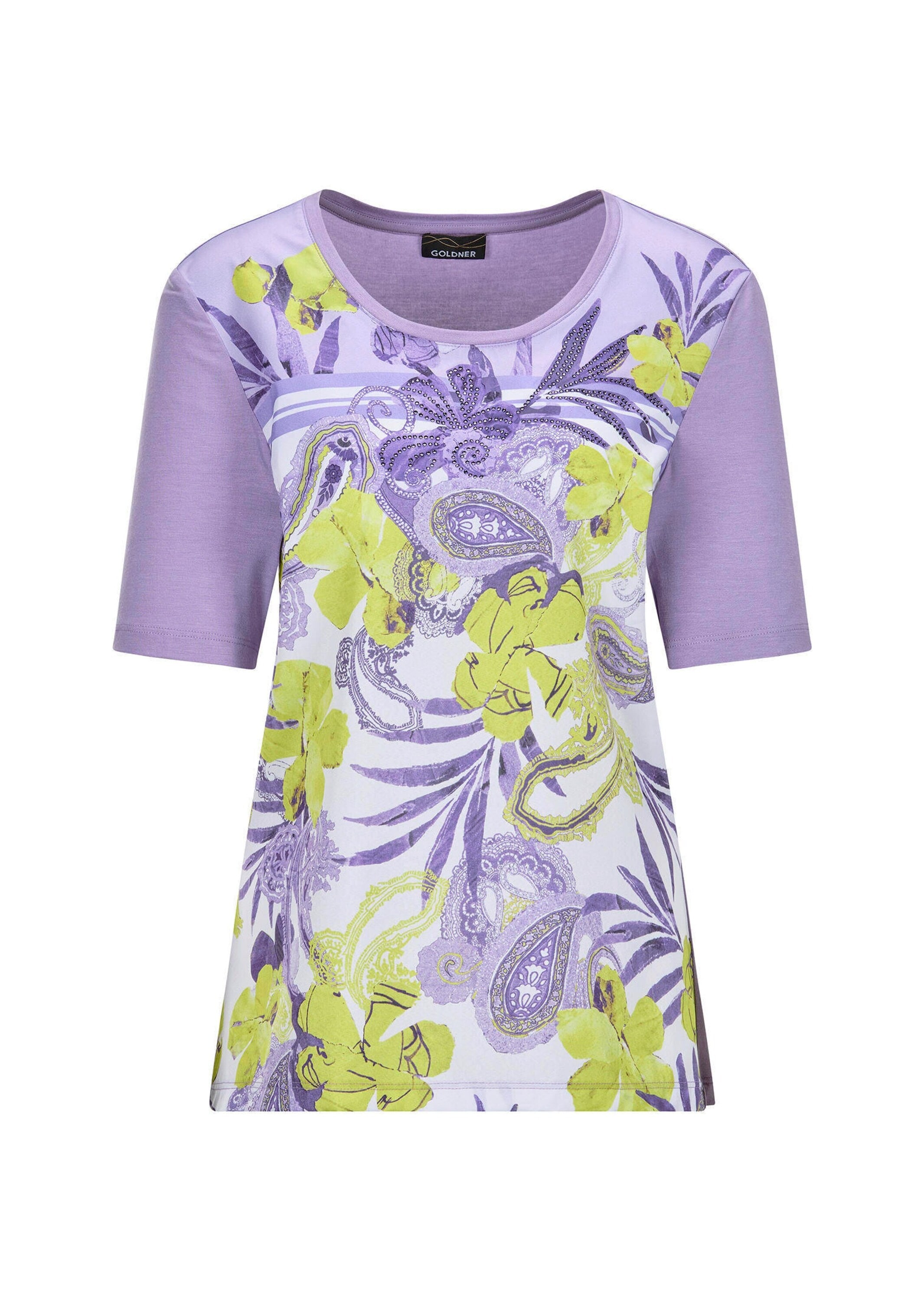 GOLDNER Kurzarmbluse "Glanzshirt mit floralem Paisley-Muster" Ton in Ton Zi günstig online kaufen