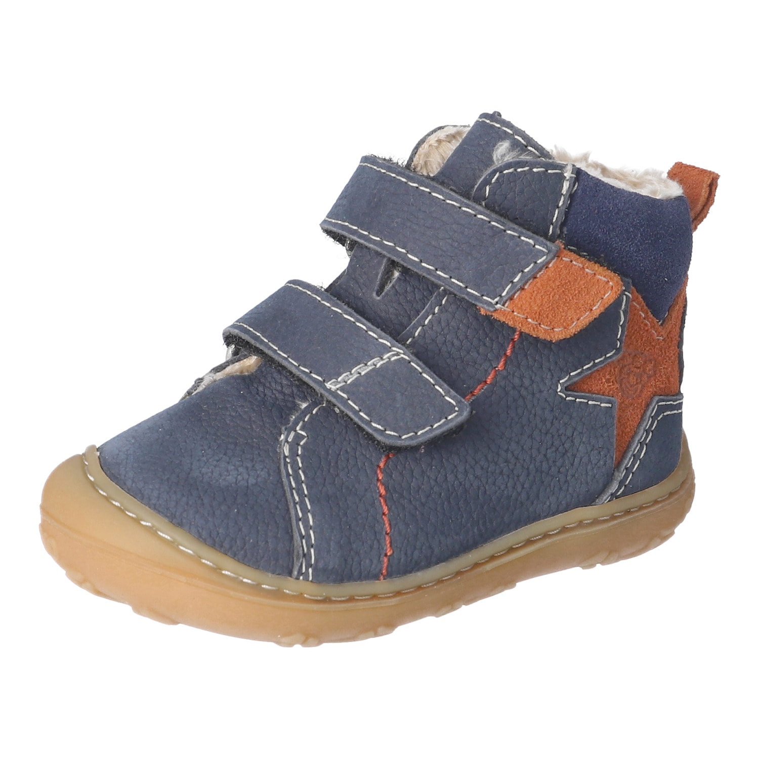 PEPINO by RICOSTA "GENO, WMS: mittel" Babyschuh mit Kontrastnähten, Größenschablone zum Download