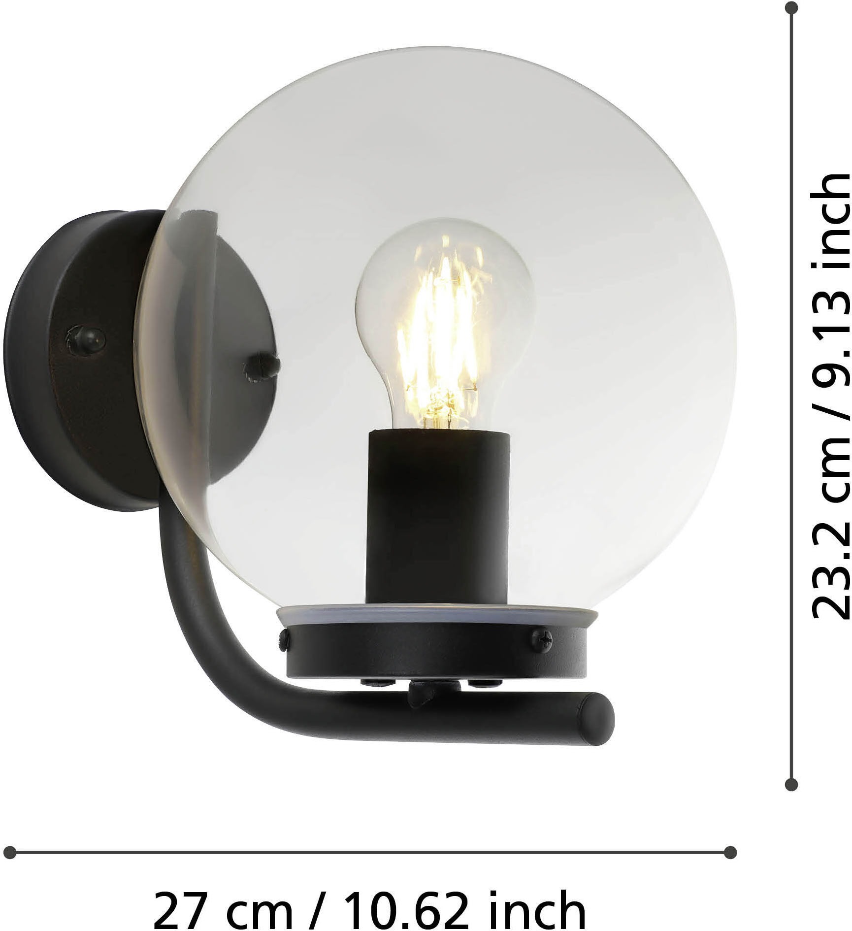 EGLO Wandleuchte »TAVERNA Wandlampe - Stahl verzinkt - E27 - 1X28W - IP44« E27 1 Stk. Außenbeleuchtung, Außenwandleuchte, Terrasse, L20 x H23 x AL27 cm