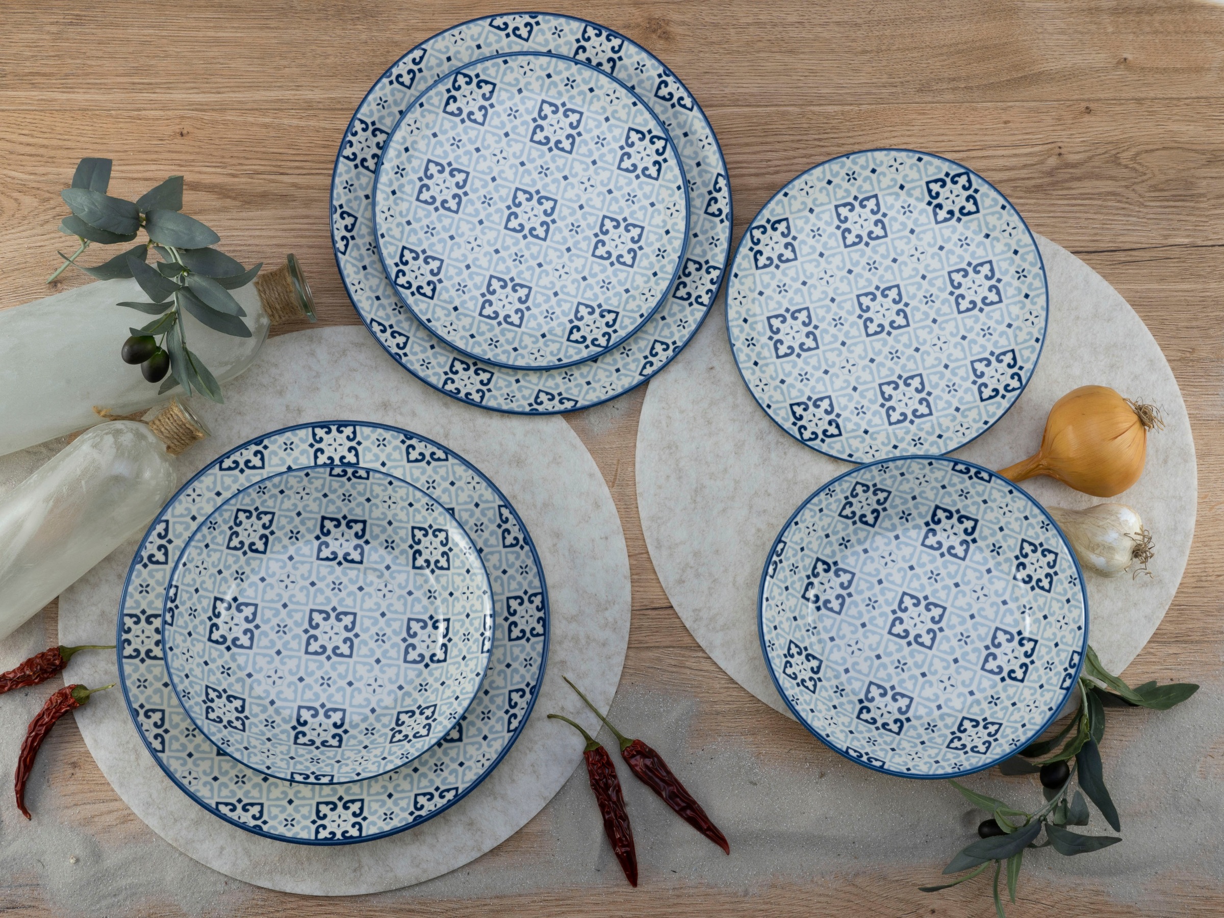 CreaTable Teller-Set »Yara Blau«, (Set, 12 tlg.), orientalisch mediterraner  Stil | BAUR