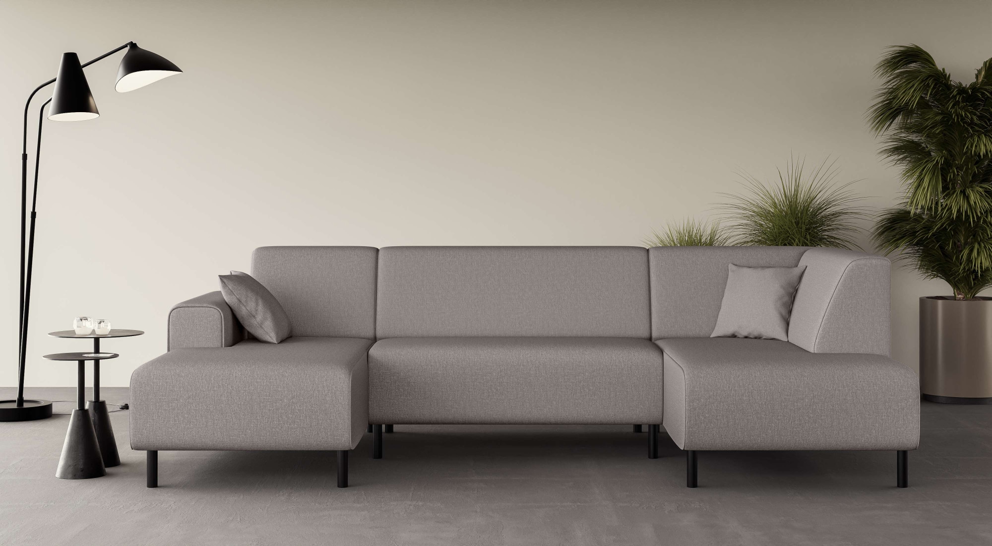 OTTO home Wohnlandschaft "ARROS U-Form mit Wellenunterfederung, Maße B/T/H: 300/163/81 cm" incl. Zierkissen, mit Recamiere links/rechts bestellbar, auch in Cord