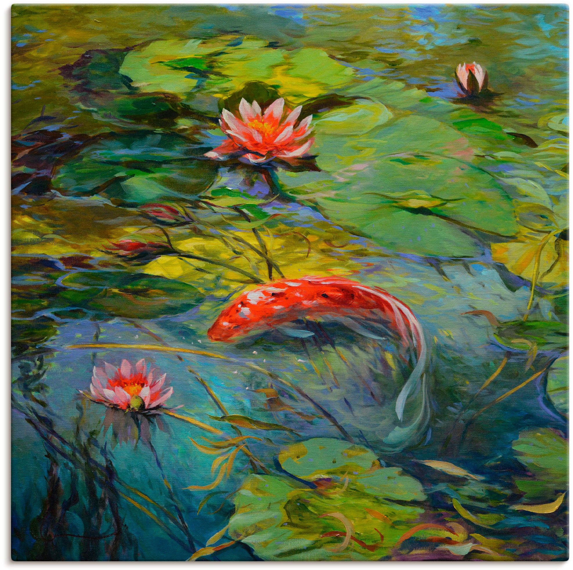 Artland Leinwandbild "Roter Koi" Wassertiere 1 Stk. tlg. auf Keilrahmen ges günstig online kaufen