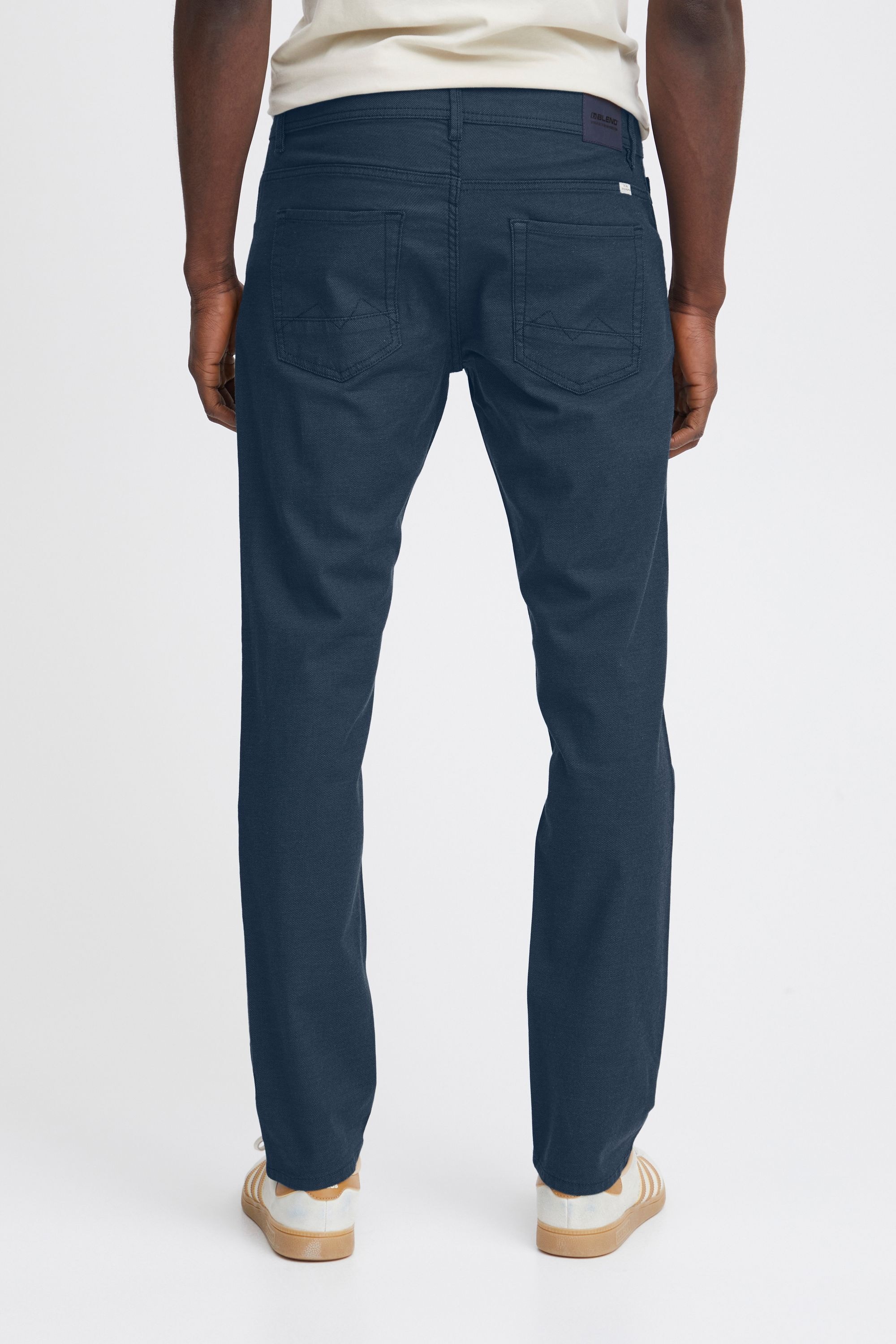 Stoffhose BLEND "BHEdford pants", Herren, Gr. 30, Länge 32, blau (marineblaus), Web, Obermaterial: 98% Baumwolle, 2% Elasthan, unifarben, regular fit knöchellang, Hosen Stoffhose 6
