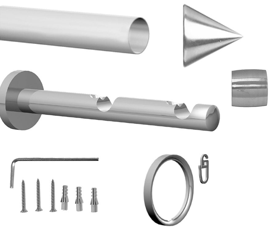 indeko Gardinenstange »Brig«, 2 läufig-läufig, Fixmaß, Komplett-Set inkl. Ringen und Montagematerial