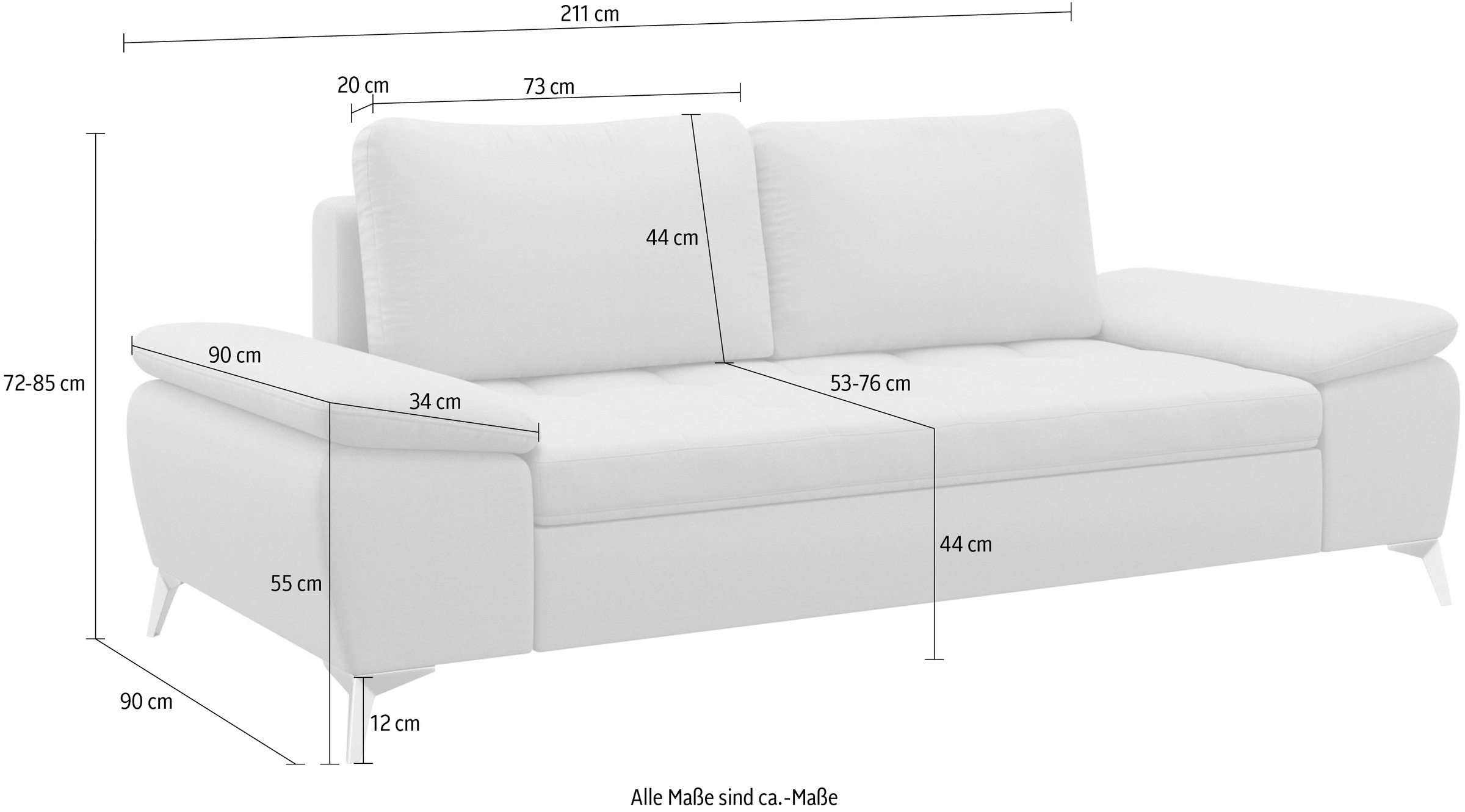 sit&more 2,5-Sitzer »Latigo«, mit hochwertigen Metallfüßen