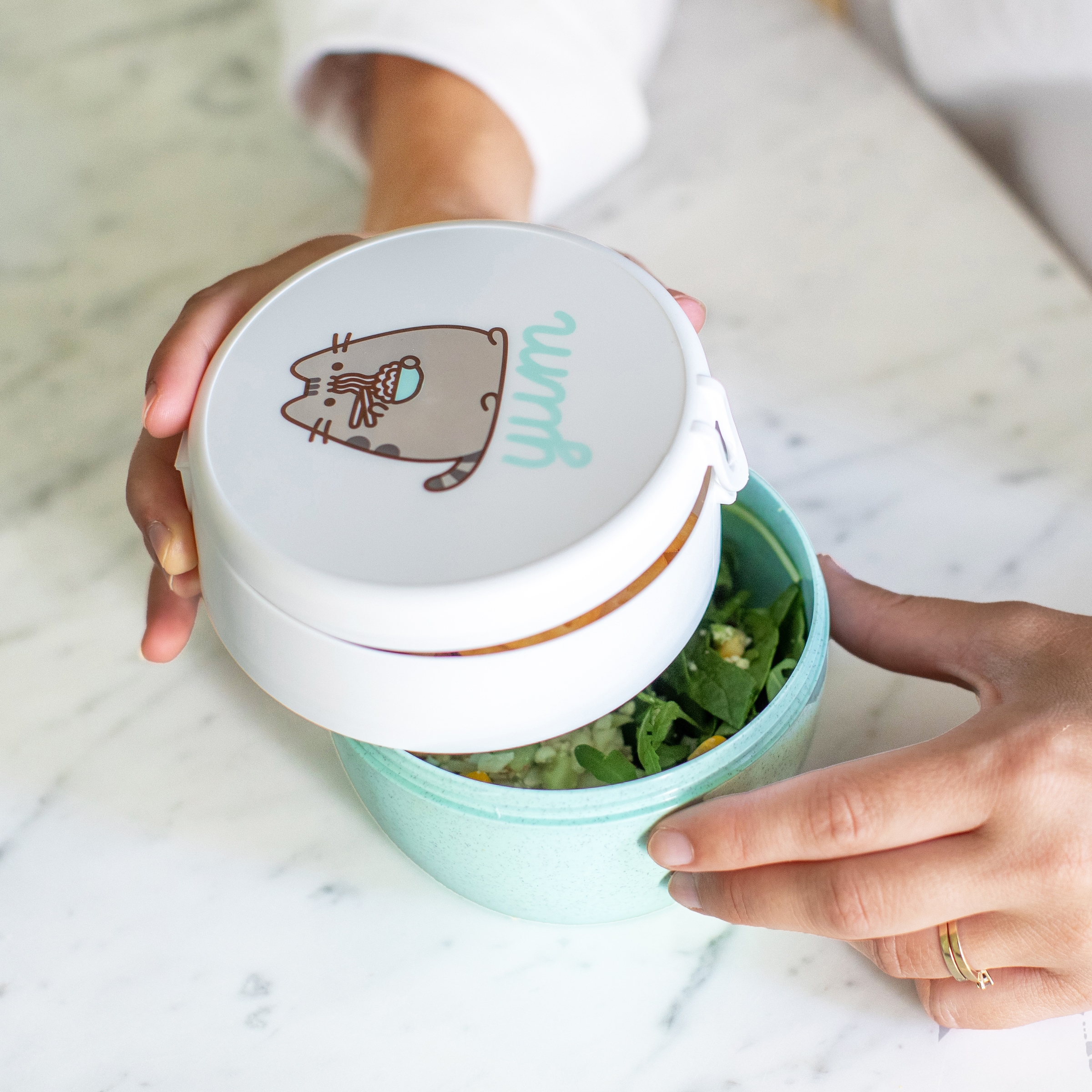 KOZIOL Lunchbox »BENTOBOX M PUSHEEN YUM«, (Set, 1 tlg.), spülmaschinengeeignet,melaminfrei,recycelbar