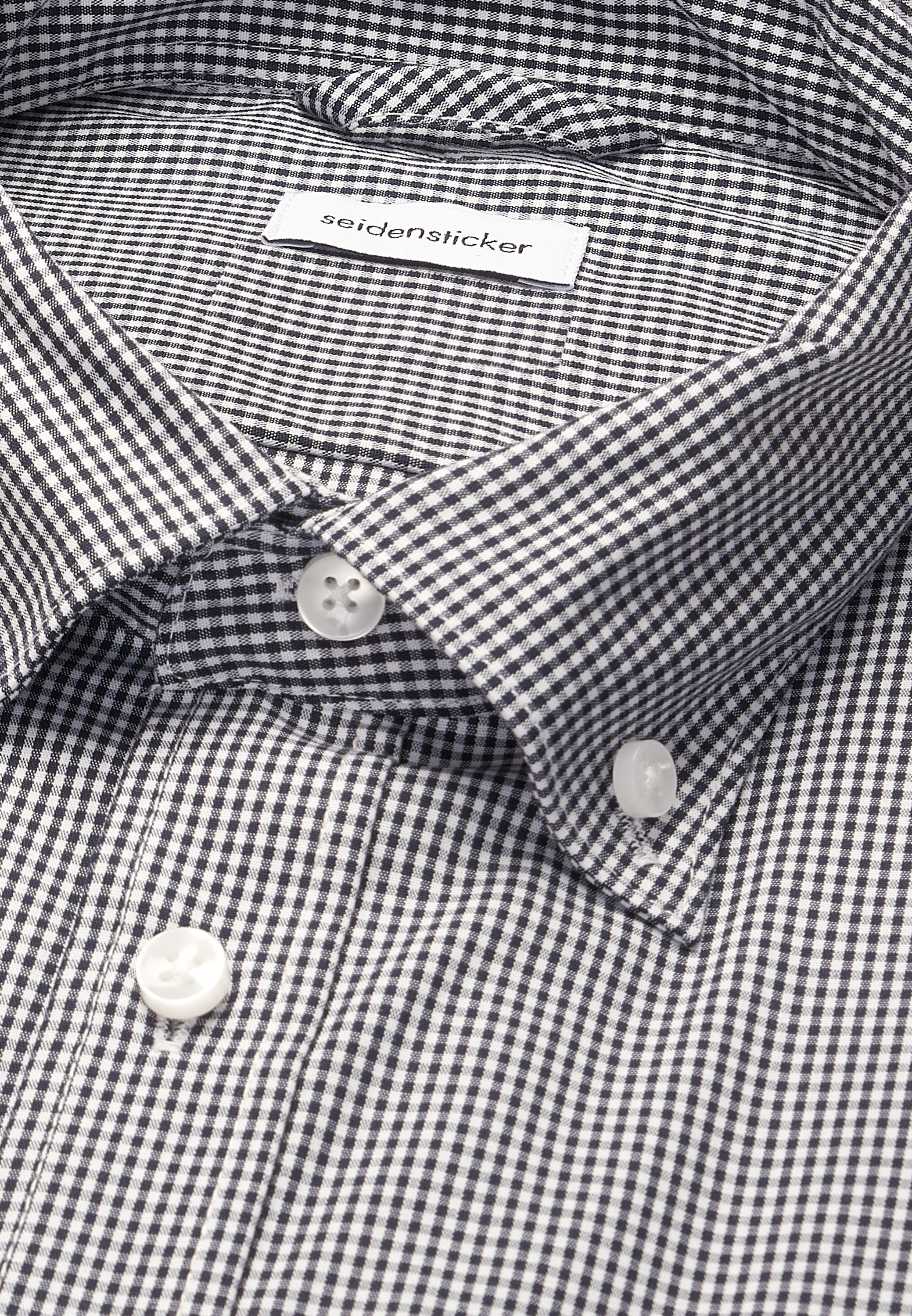seidensticker Businesshemd »Shaped« Shaped 1/1 Button-Down-Kragen Karo